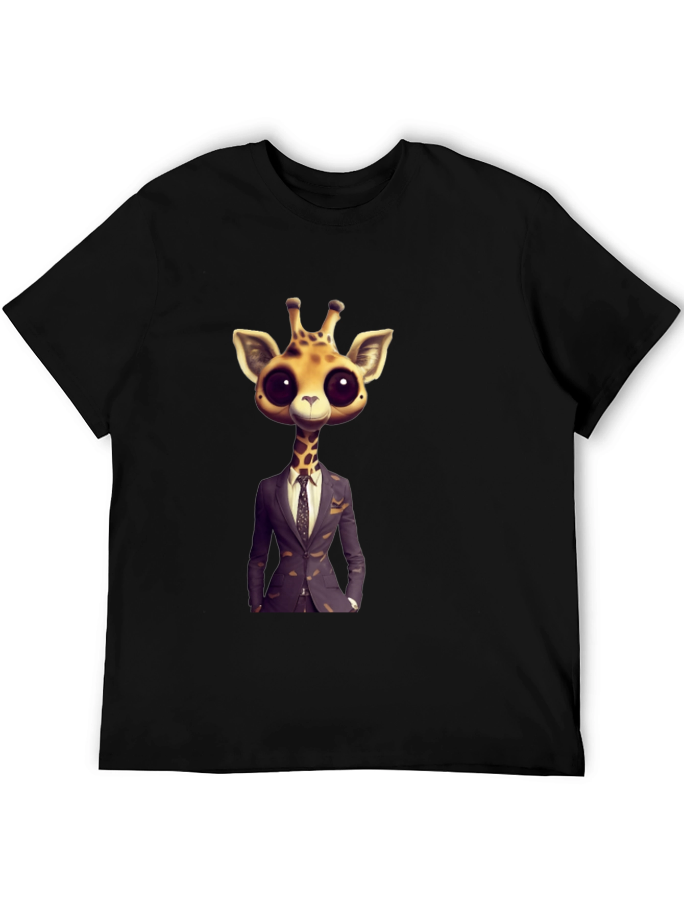 Giraffe in Suit Graphic Tee - Black T-Shirt