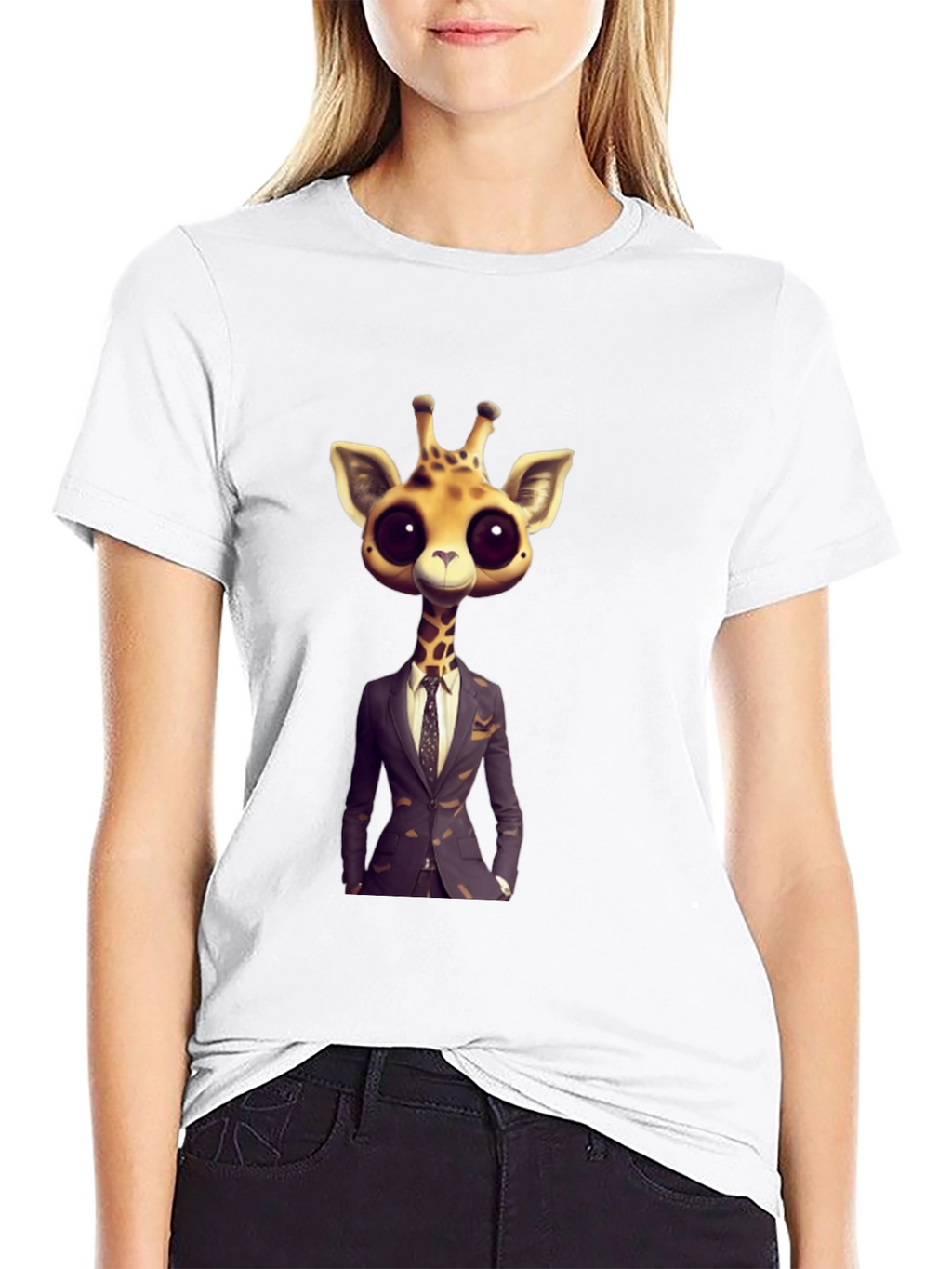 Giraffe in Suit Graphic Tee - Black T-Shirt