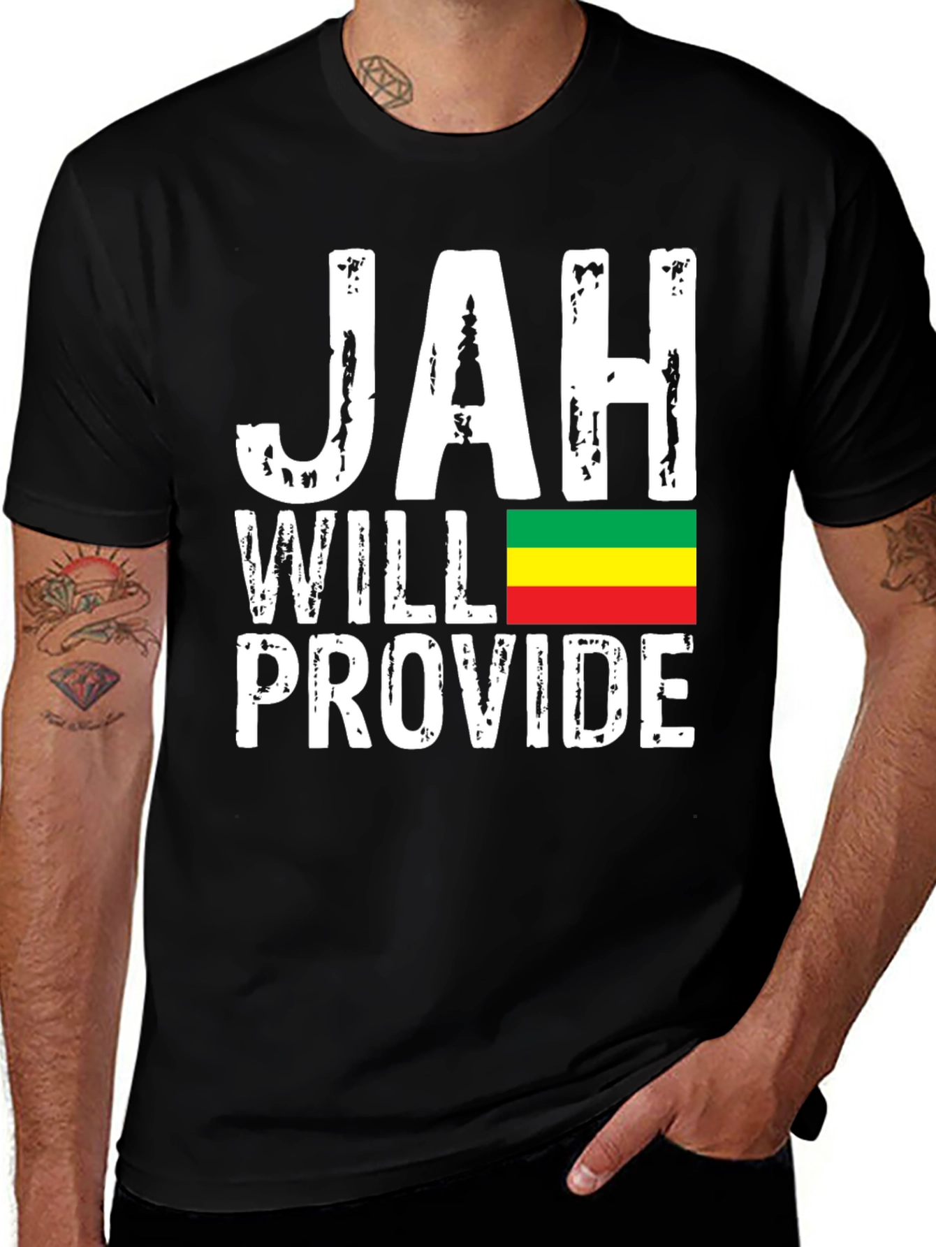Jah Will Provide Black Graphic Tee