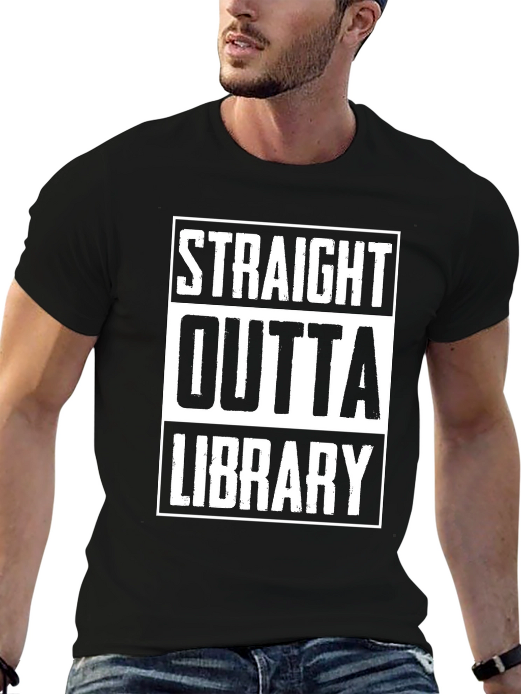 Straight Outta Library Black Graphic Tee