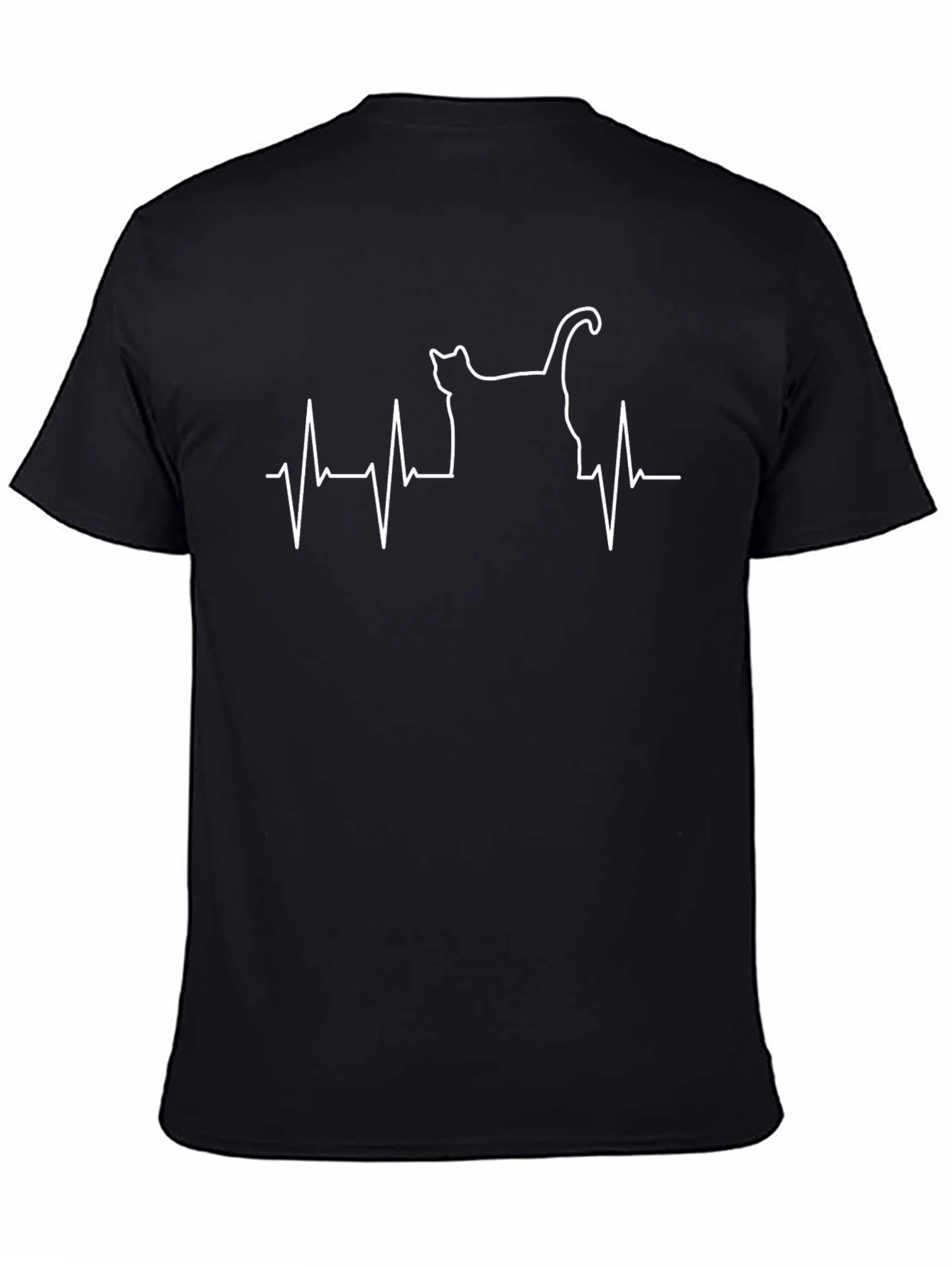 Cat Heartbeat T-Shirt - Black Graphic Tee