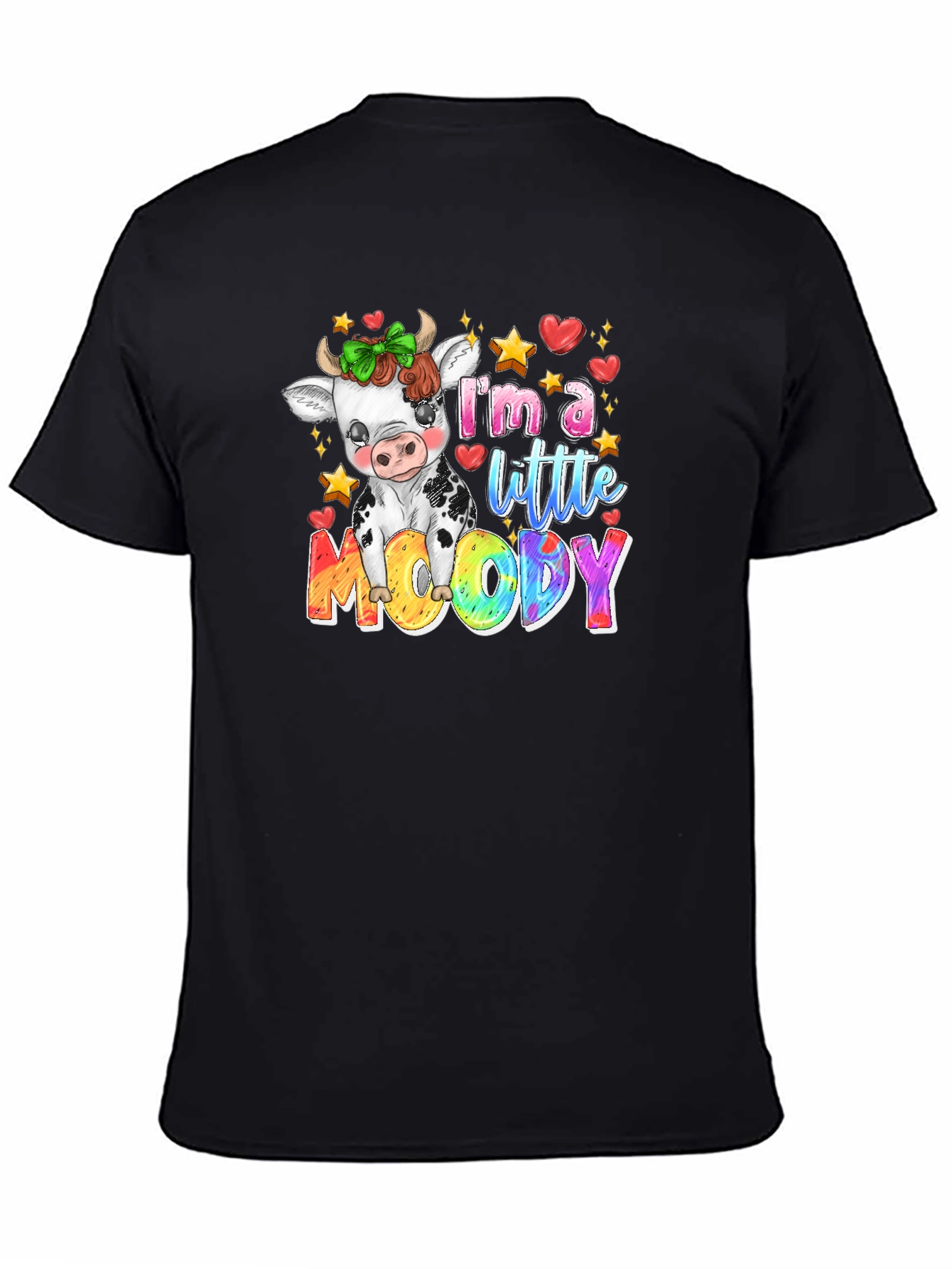 Moody Cow Graphic Tee - Cute & Comfy Black T-Shirt