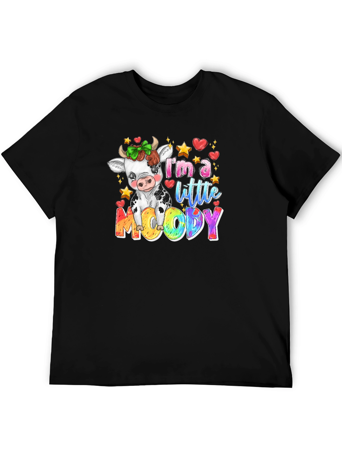 Moody Cow Graphic Tee - Cute & Comfy Black T-Shirt