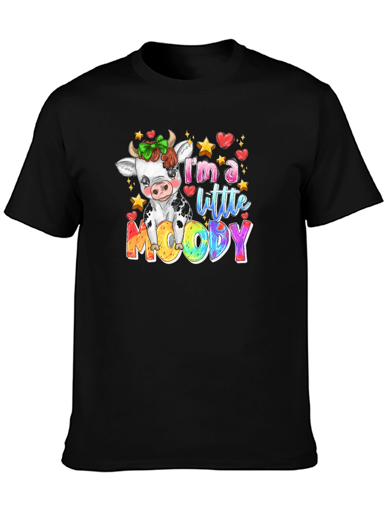 Moody Cow Graphic Tee - Cute & Comfy Black T-Shirt