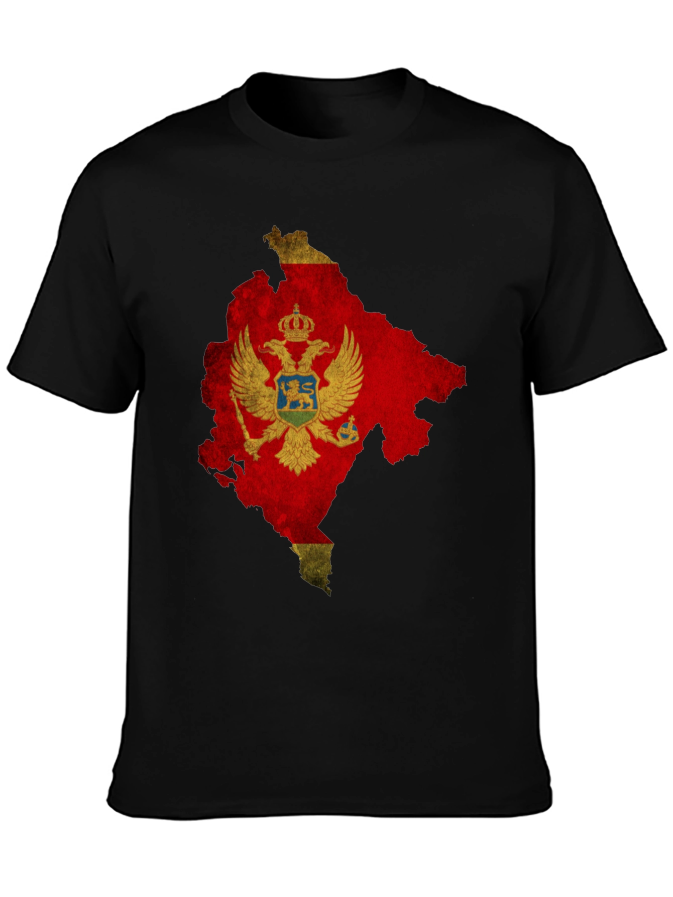 Montenegro Flag Map T-Shirt - Black Cotton Tee