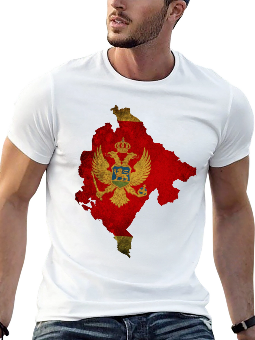 Montenegro Flag Map T-Shirt - Black Cotton Tee