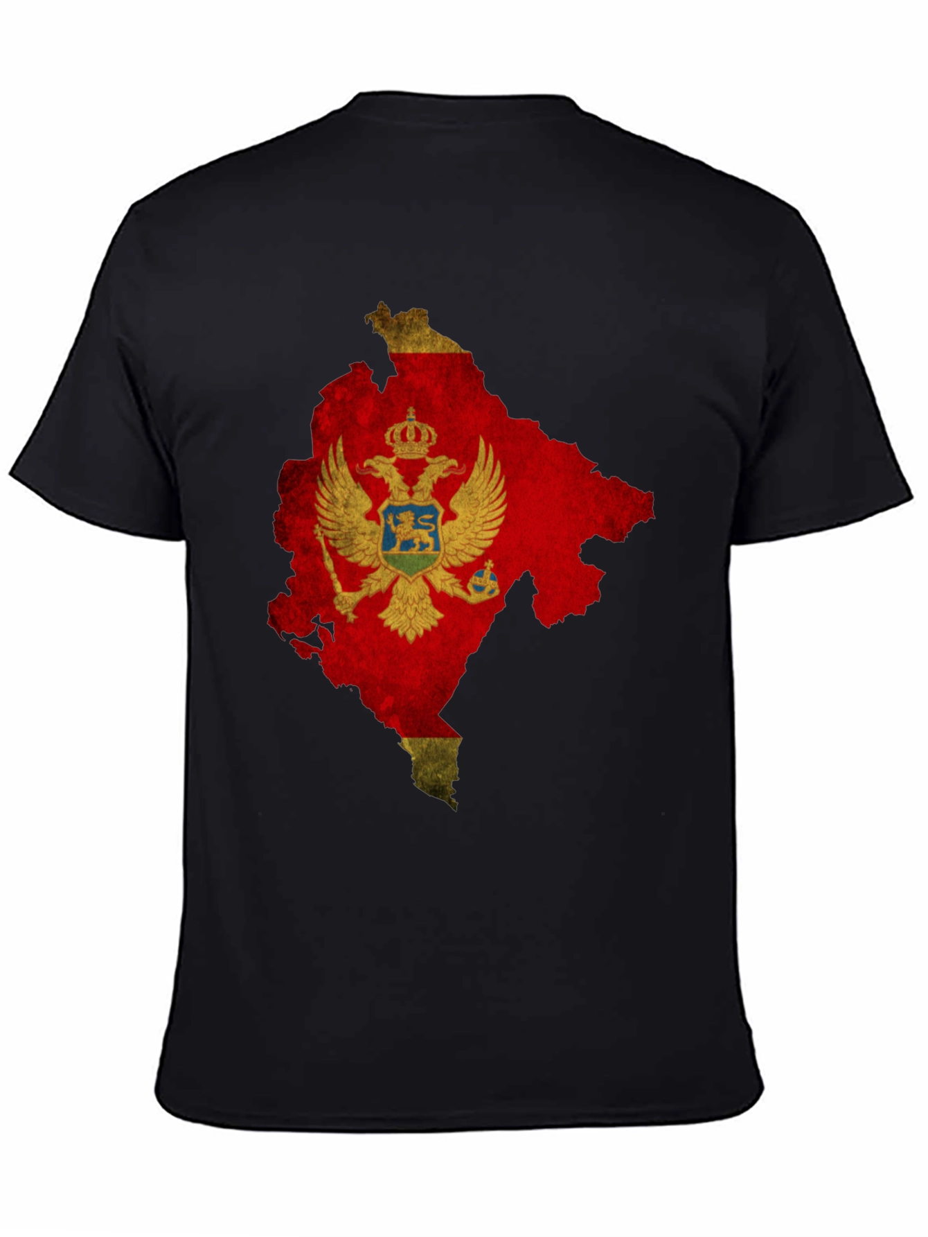 Montenegro Flag Map T-Shirt - Black Cotton Tee