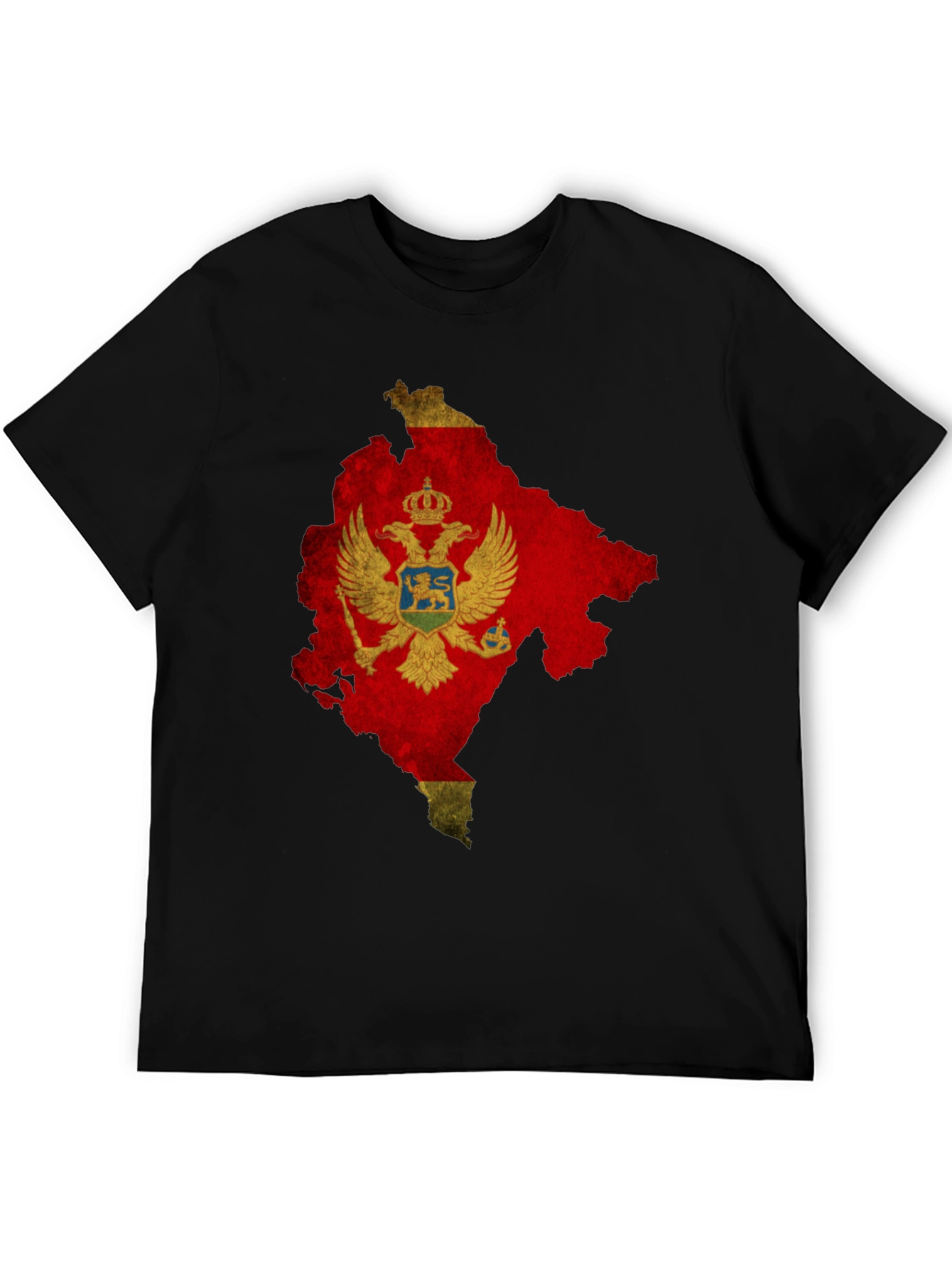 Montenegro Flag Map T-Shirt - Black Cotton Tee