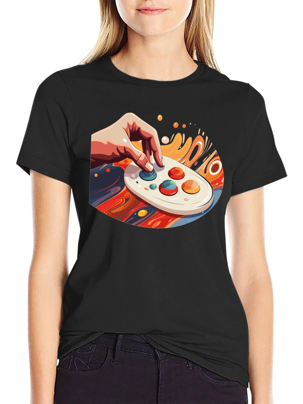 Retro Gaming Tee - Hand on Controller