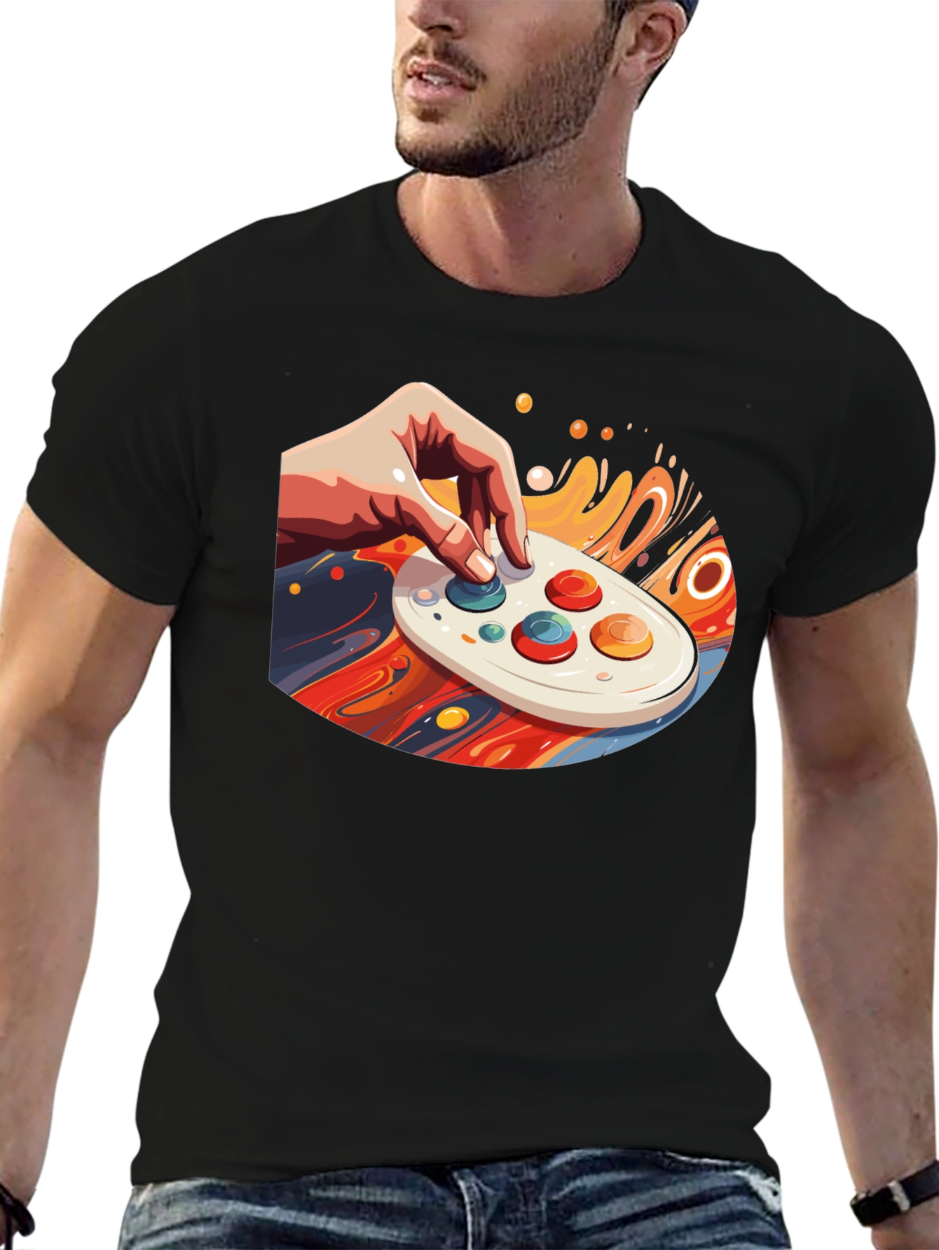 Retro Gaming Tee - Hand on Controller