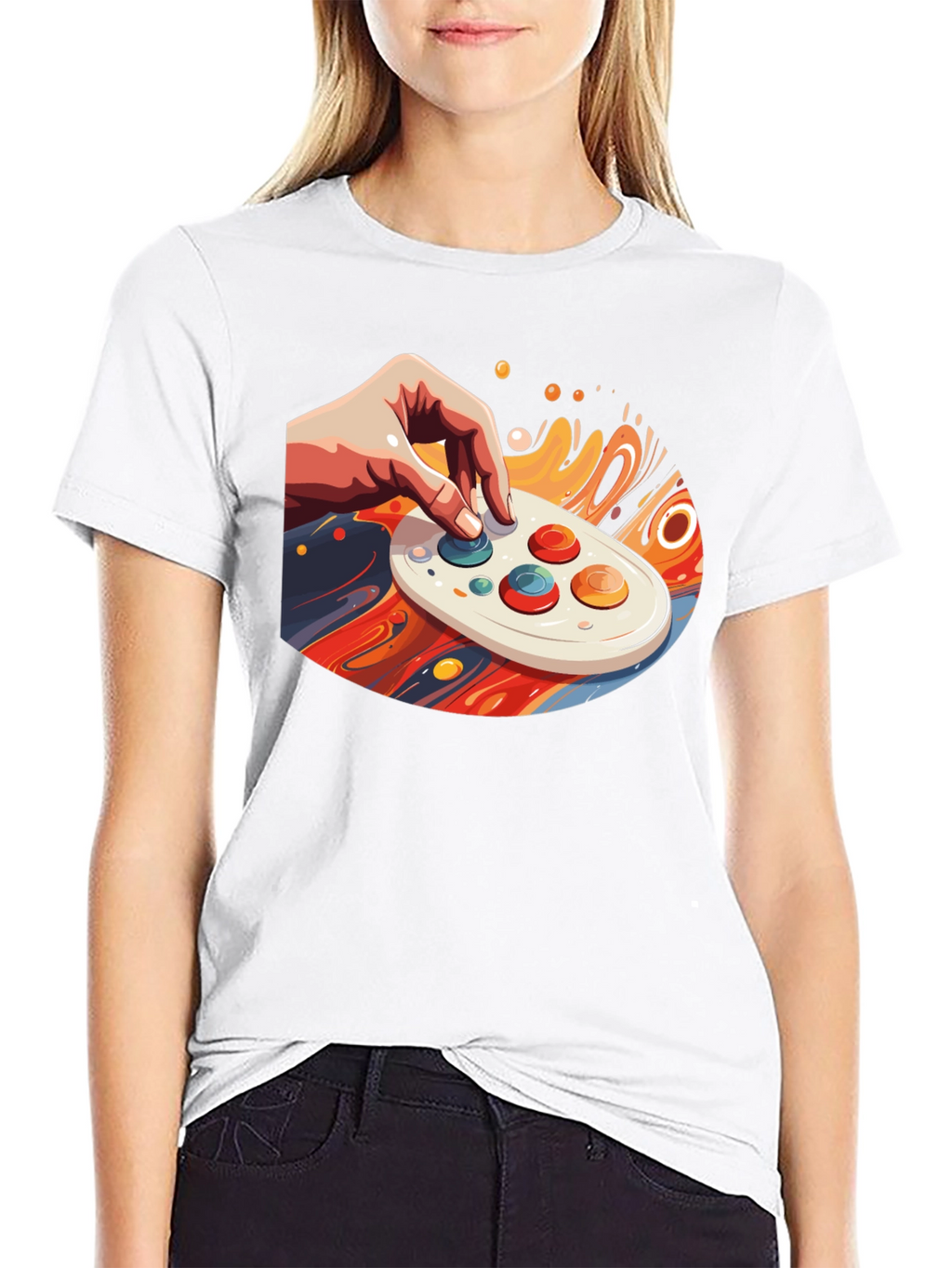 Retro Gaming Tee - Hand on Controller