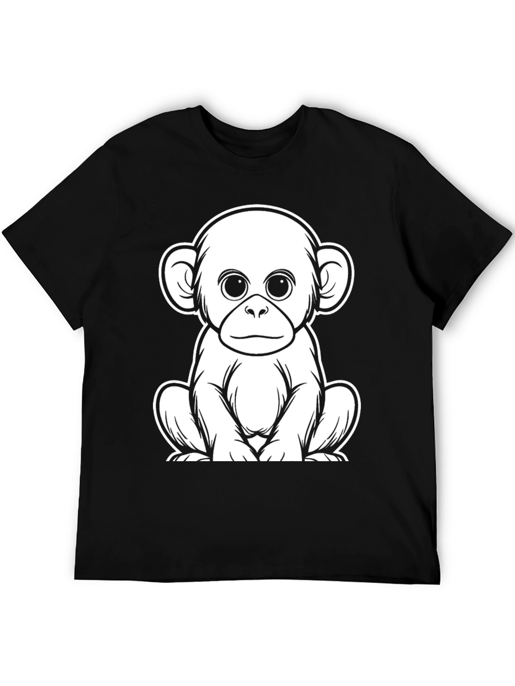 Cute Monkey Graphic Tee - Black