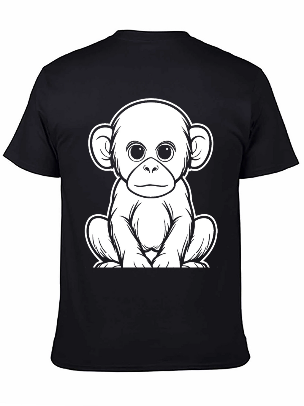 Cute Monkey Graphic Tee - Black