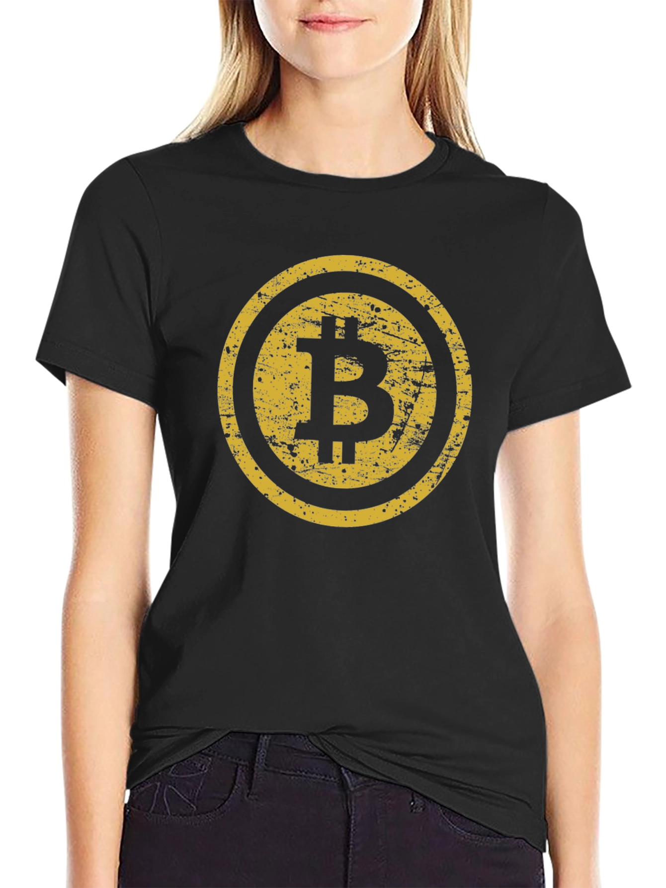 Bitcoin Distressed Graphic Tee - Black