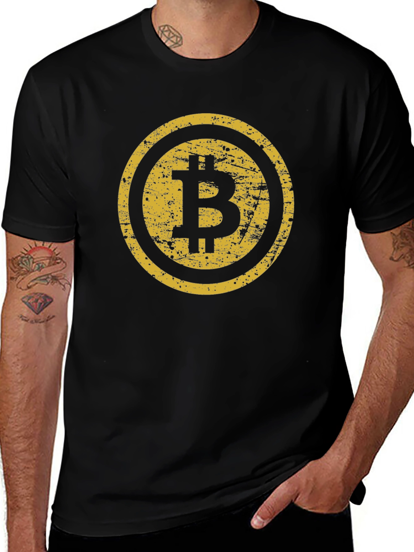 Bitcoin Distressed Graphic Tee - Black