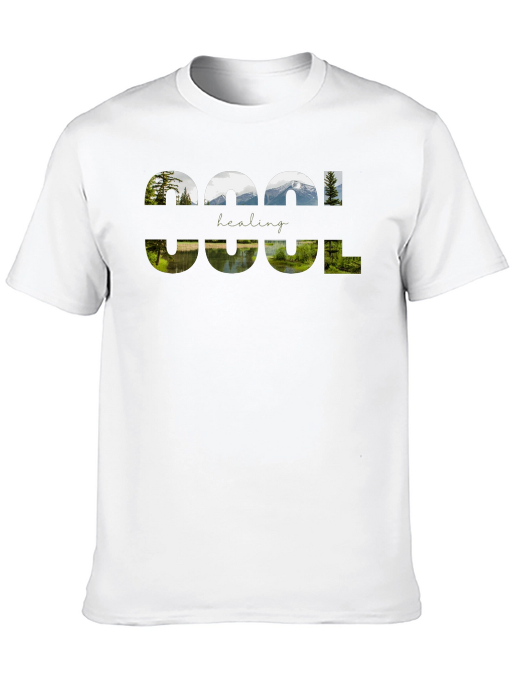 Cool Healing Nature Graphic Black T-Shirt