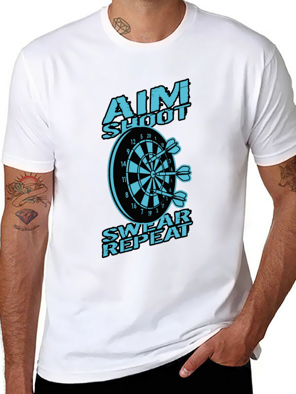 Aim Shoot Swear Repeat Dart T-Shirt