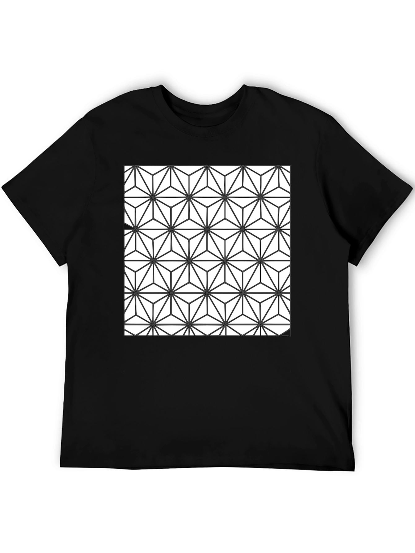 Geometric Pattern Black T-Shirt for Men