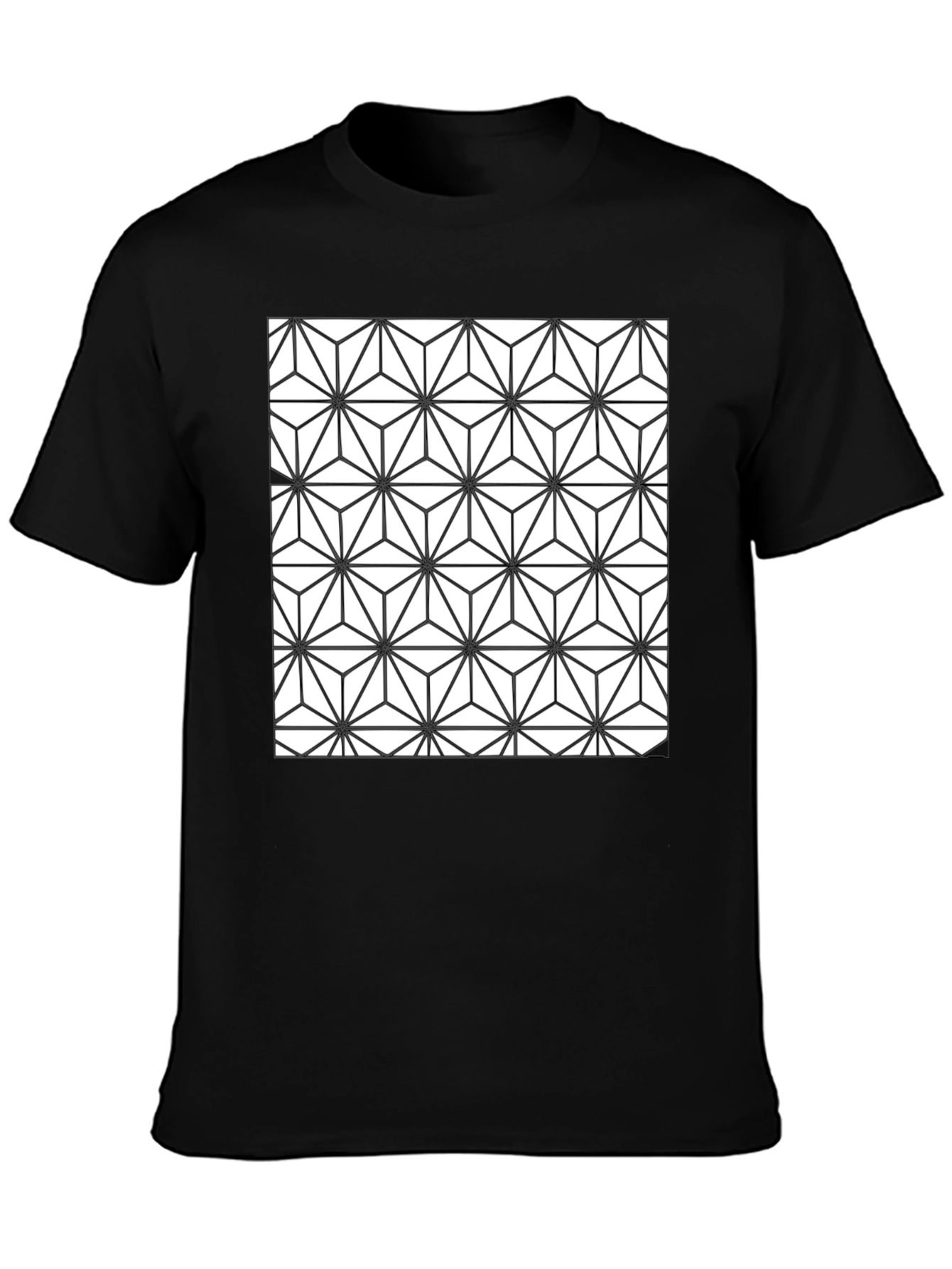 Geometric Pattern Black T-Shirt for Men