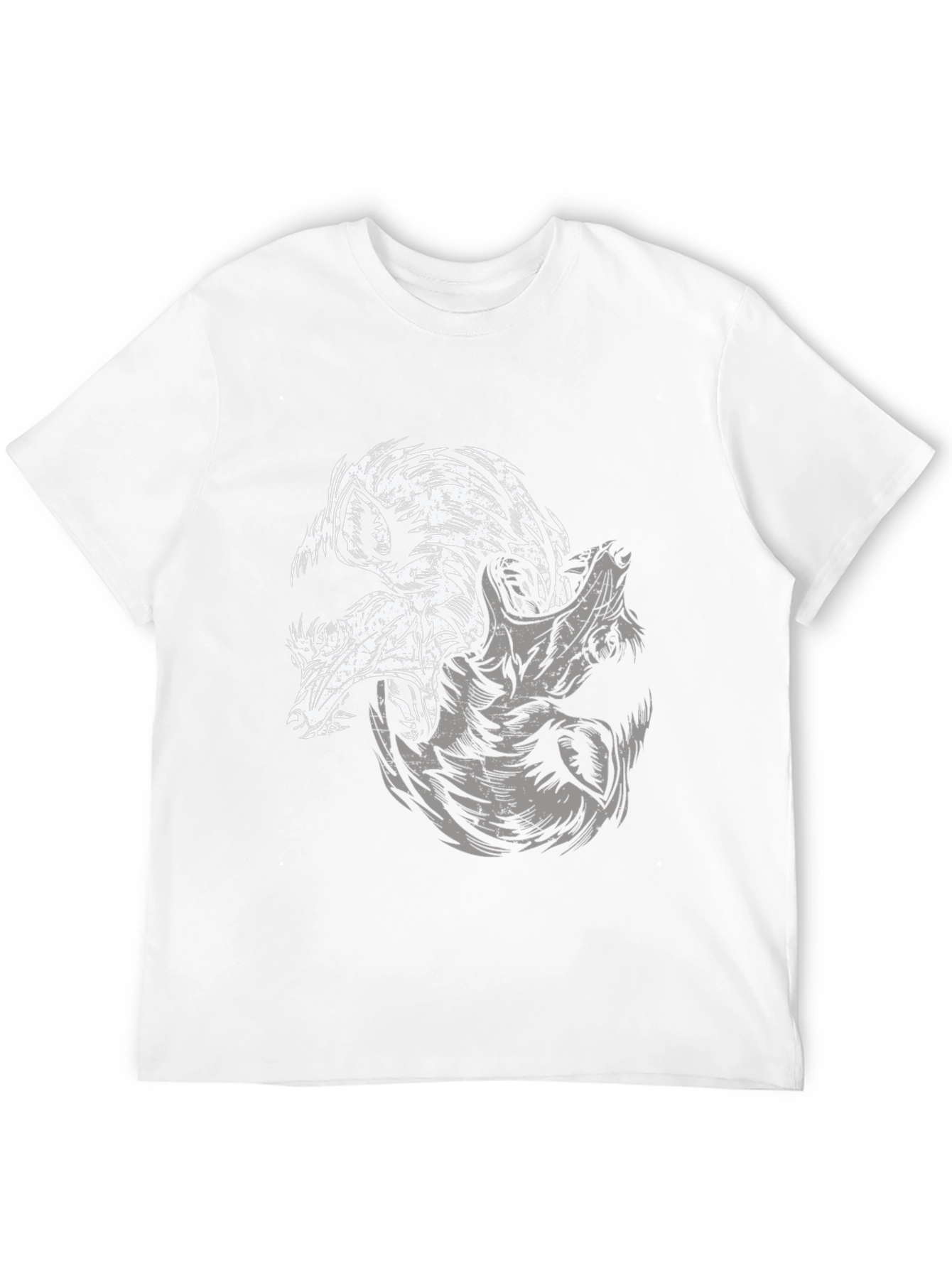 Yin Yang Wolves Graphic Black T-Shirt