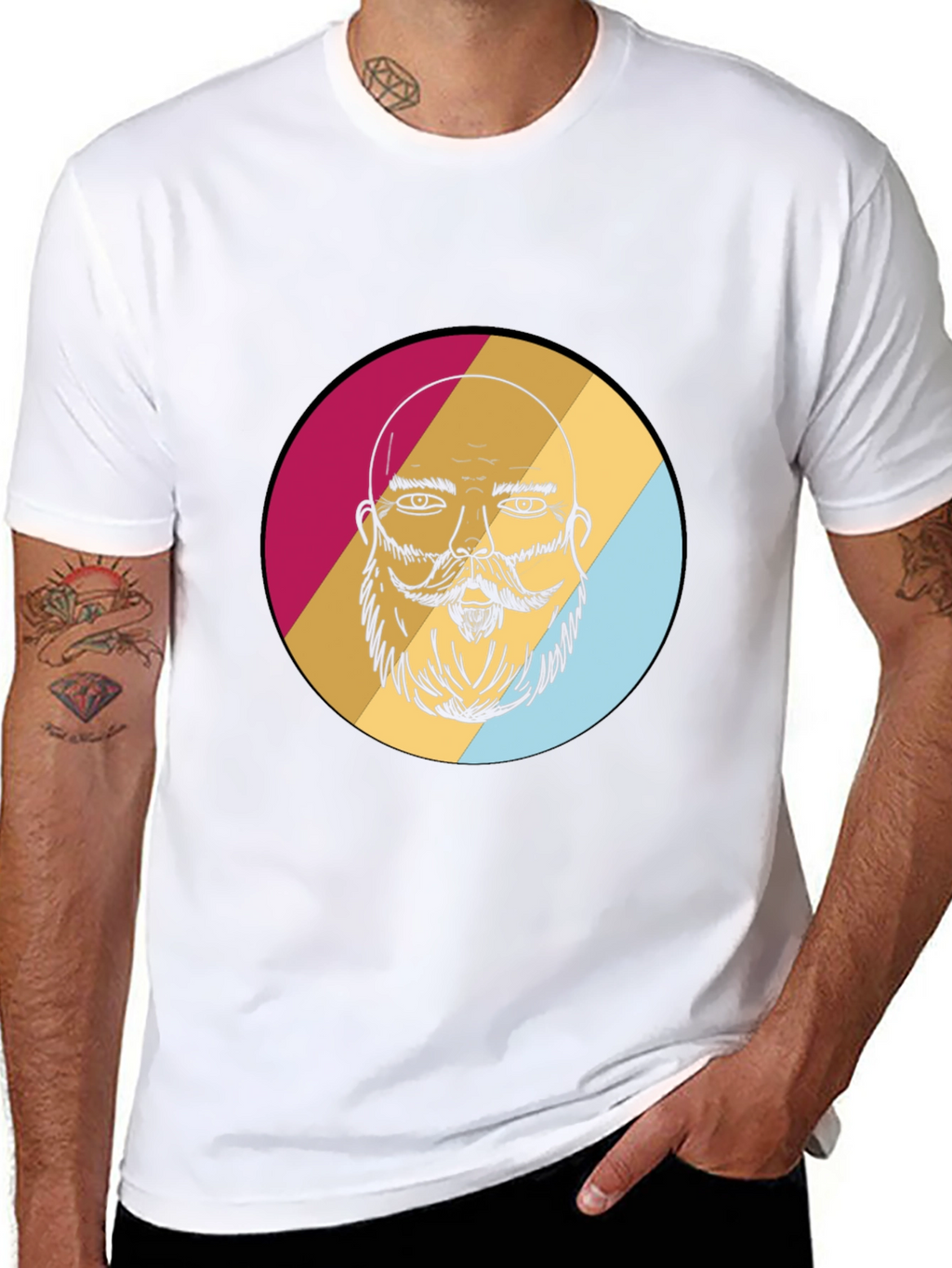 Bearded Man Graphic Tee - Retro Style