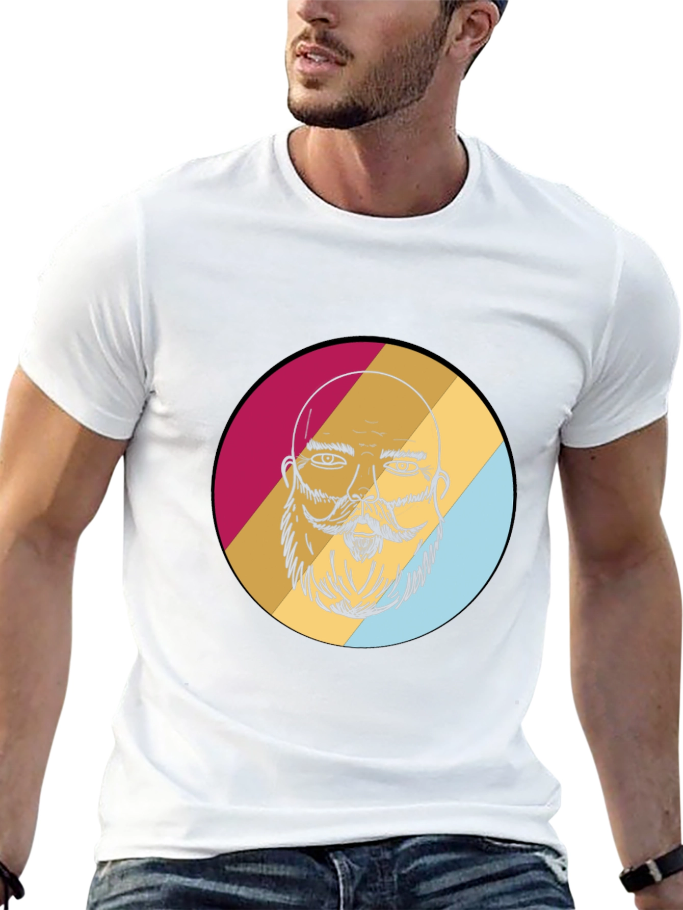 Bearded Man Graphic Tee - Retro Style