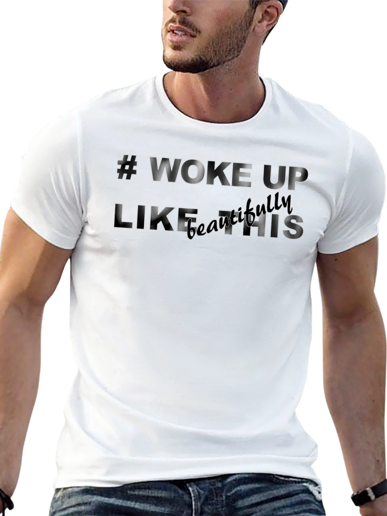 #Woke Up Like This Black Graphic T-Shirt