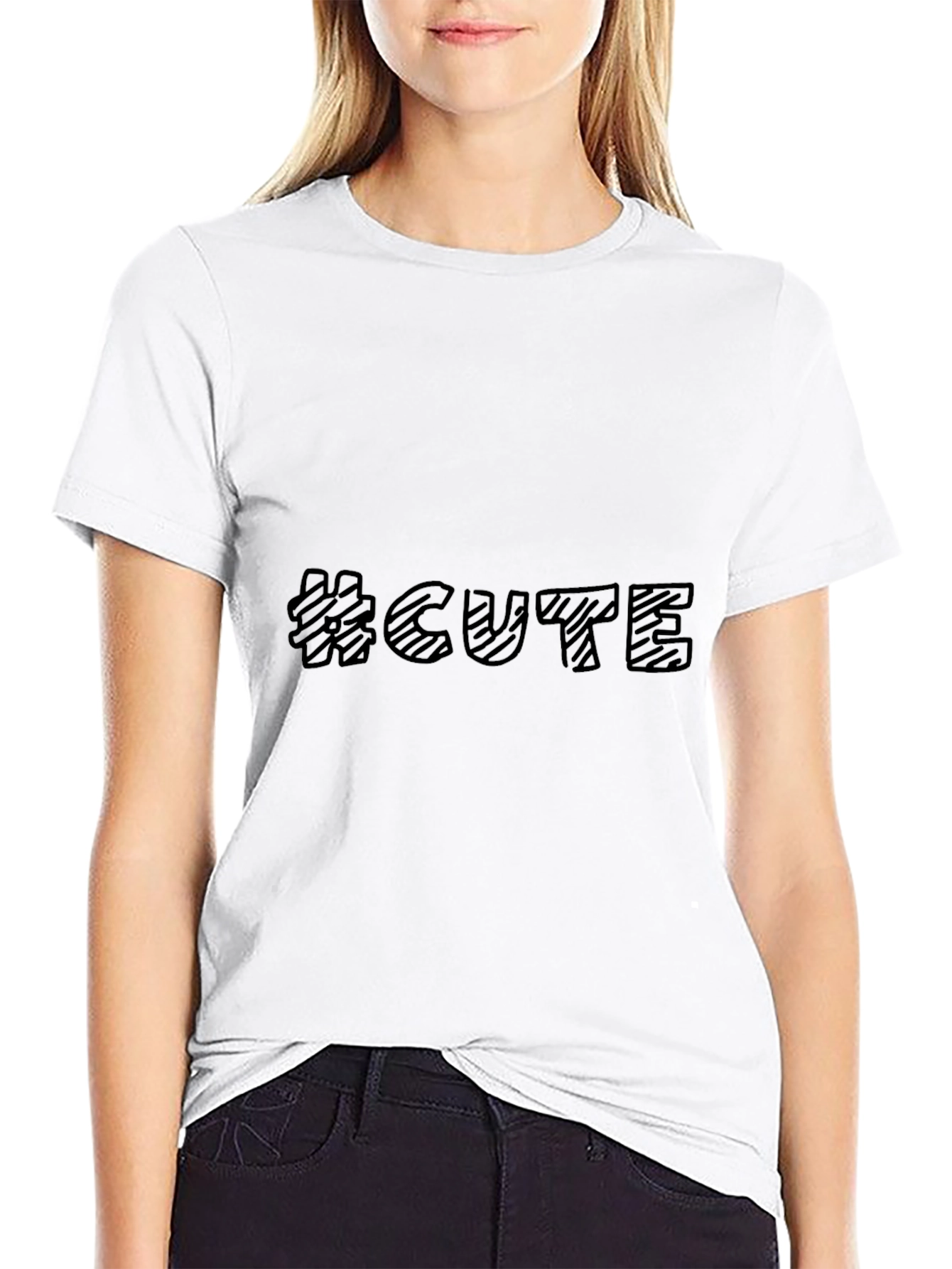 Trendy #CUTE Graphic Tee - Stylish Black T-Shirt