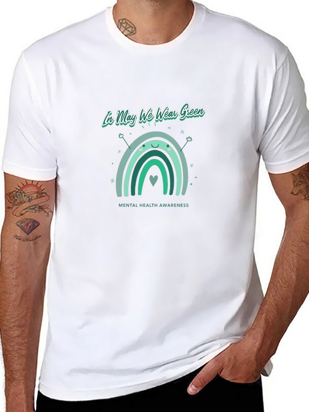Mental Health Awareness Green Rainbow T-Shirt