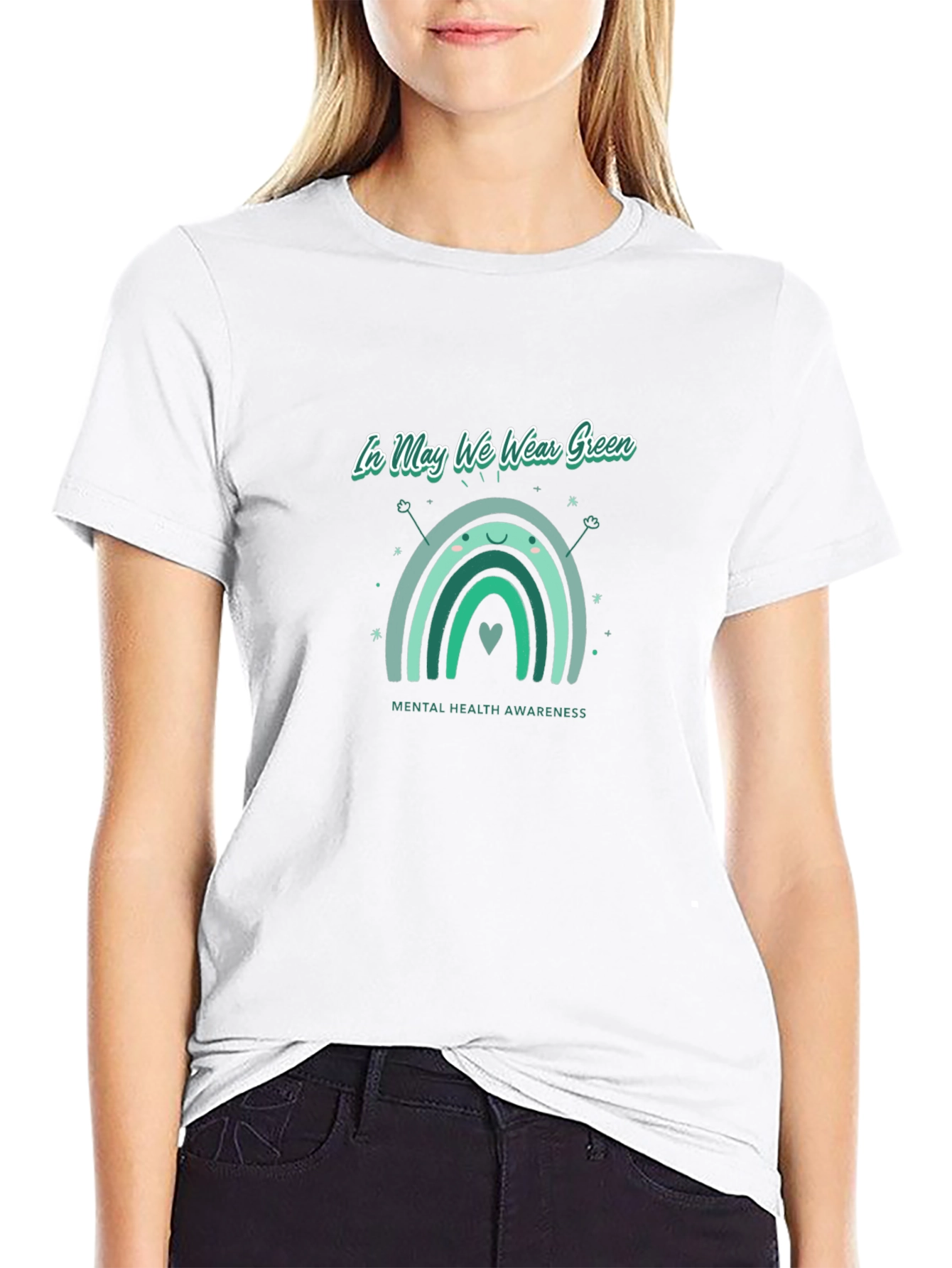 Mental Health Awareness Green Rainbow T-Shirt