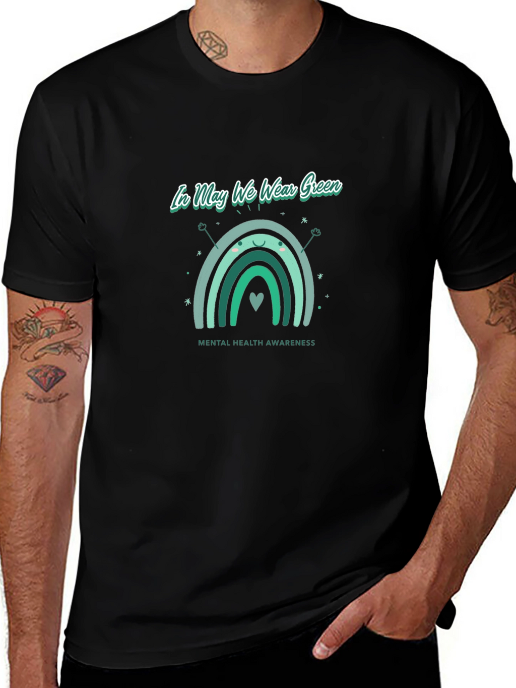 Mental Health Awareness Green Rainbow T-Shirt
