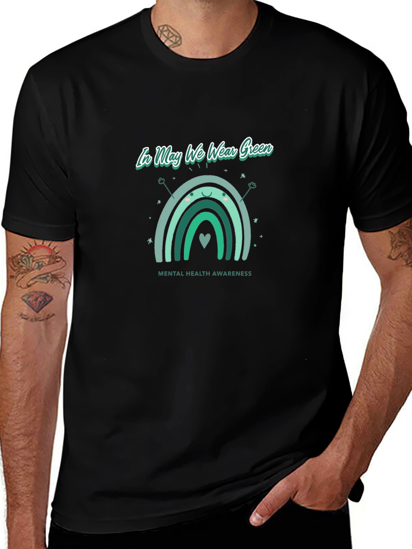 Mental Health Awareness Green Rainbow T-Shirt