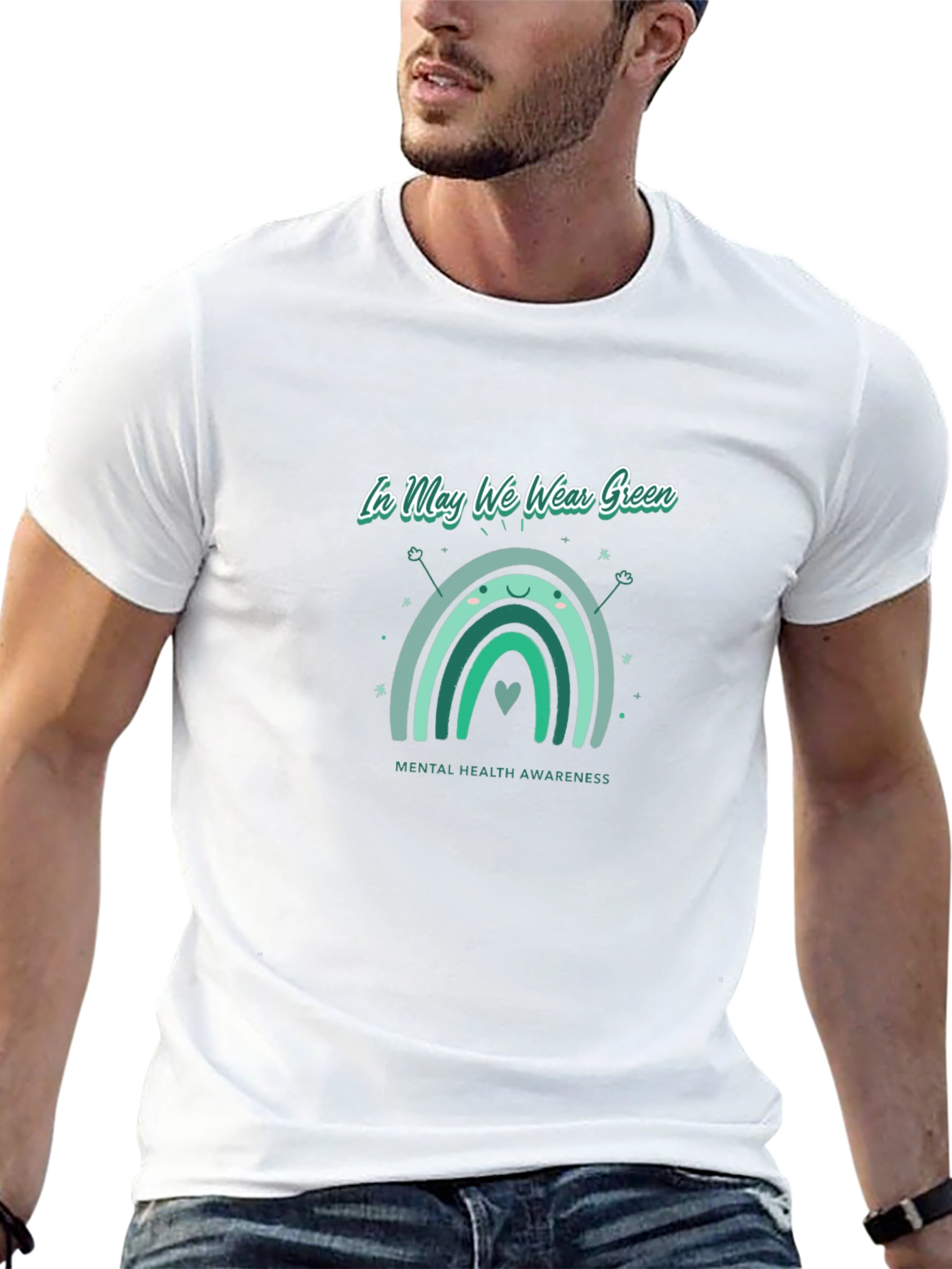 Mental Health Awareness Green Rainbow T-Shirt