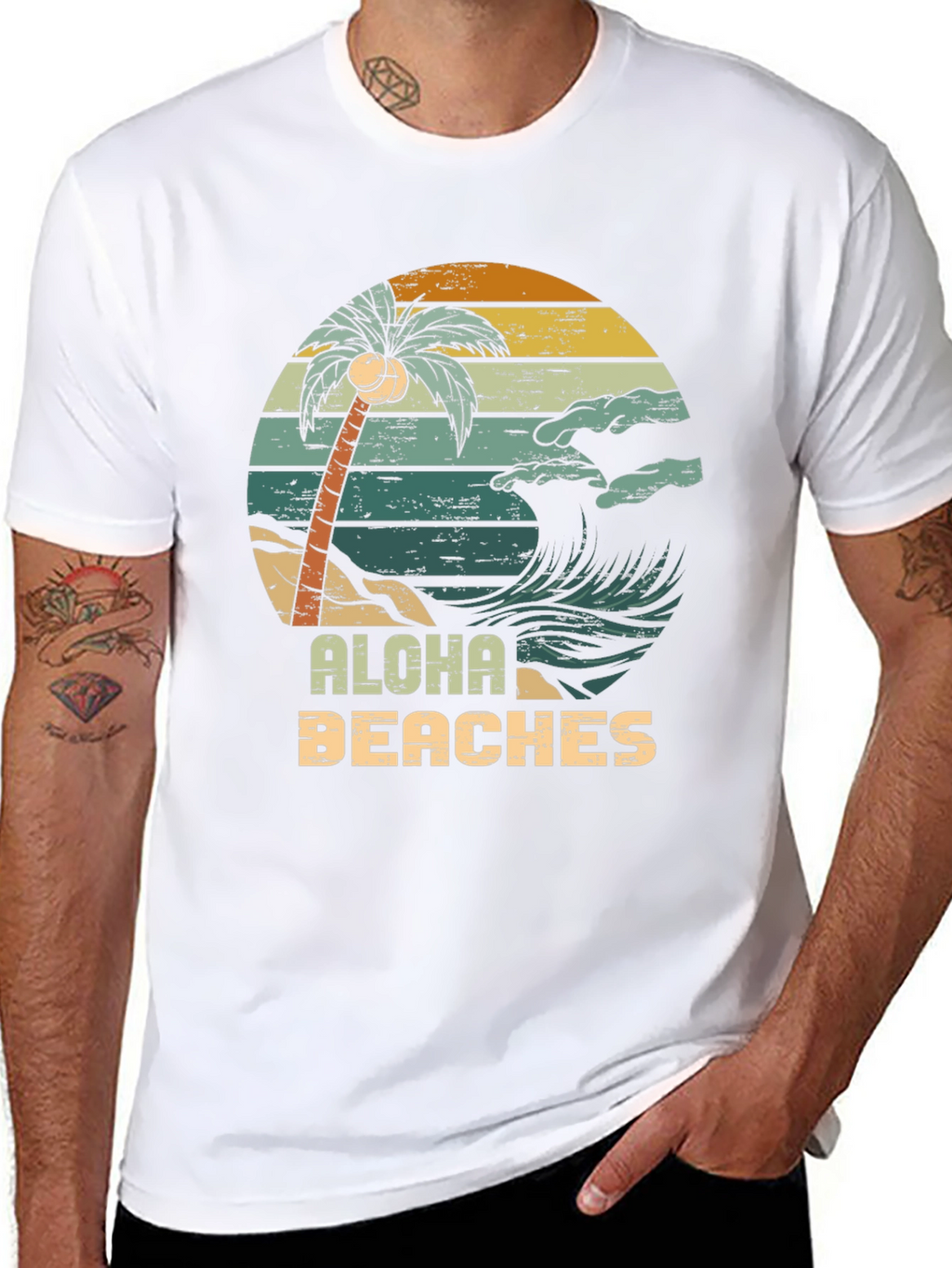 Aloha Beaches Retro Graphic T-Shirt