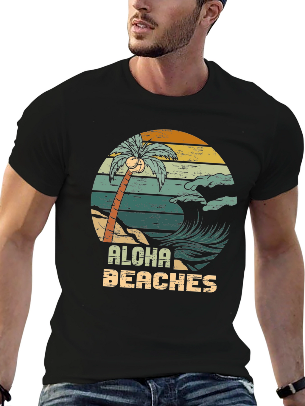 Aloha Beaches Retro Graphic T-Shirt