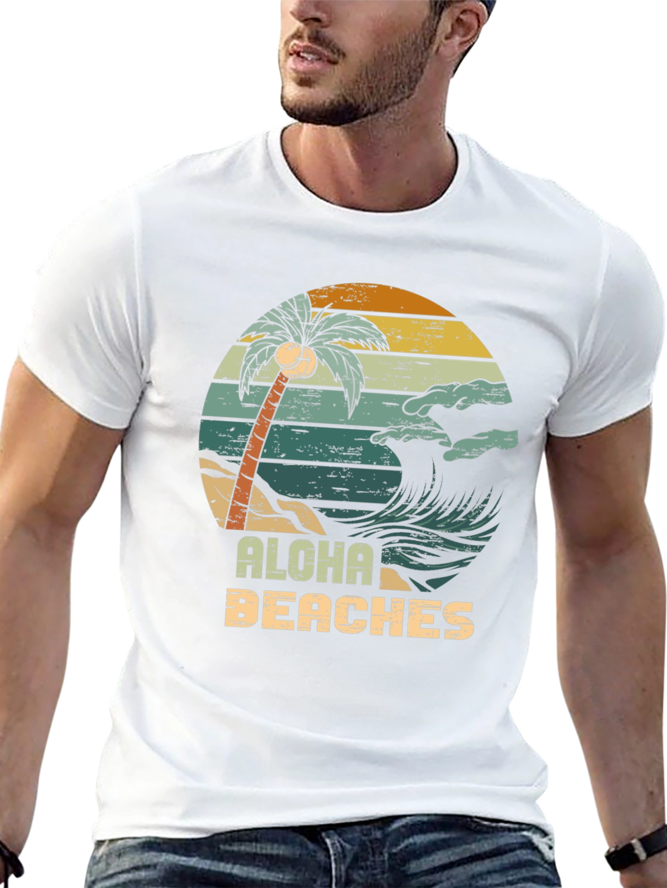 Aloha Beaches Retro Graphic T-Shirt
