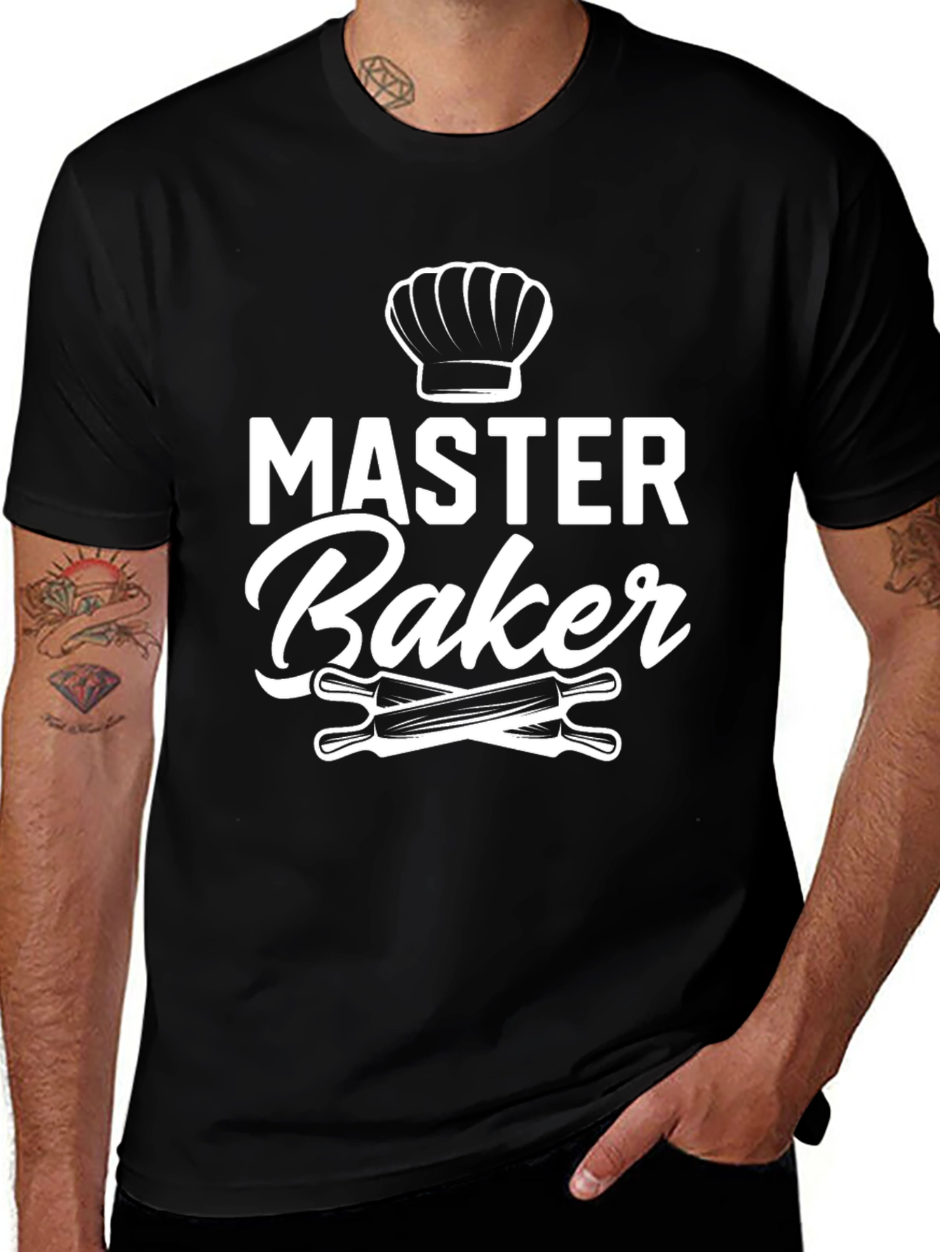 Master Baker T-Shirt - Chef Hat and Rolling Pins Design