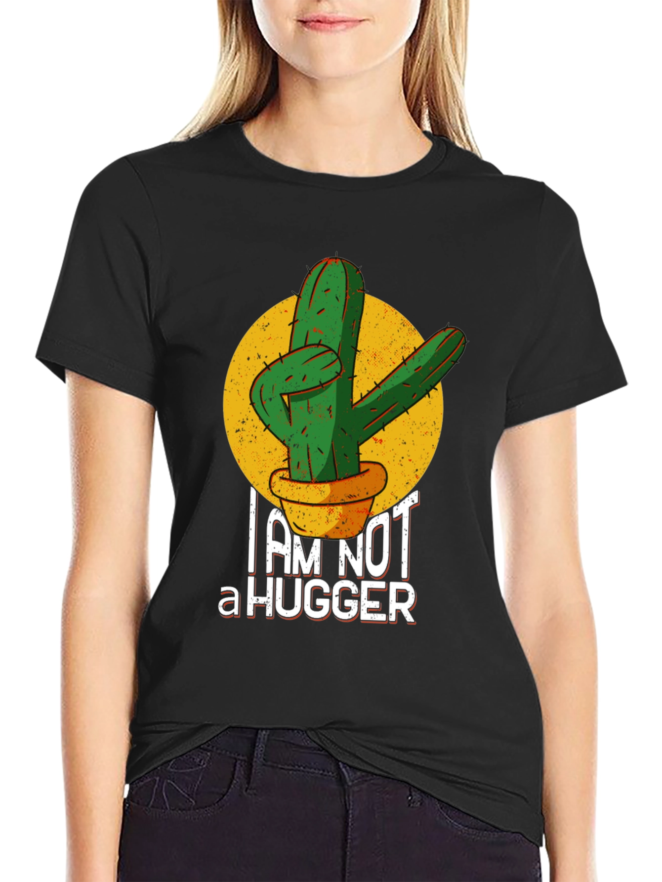 Im Not a Hugger Cactus Graphic T-Shirt