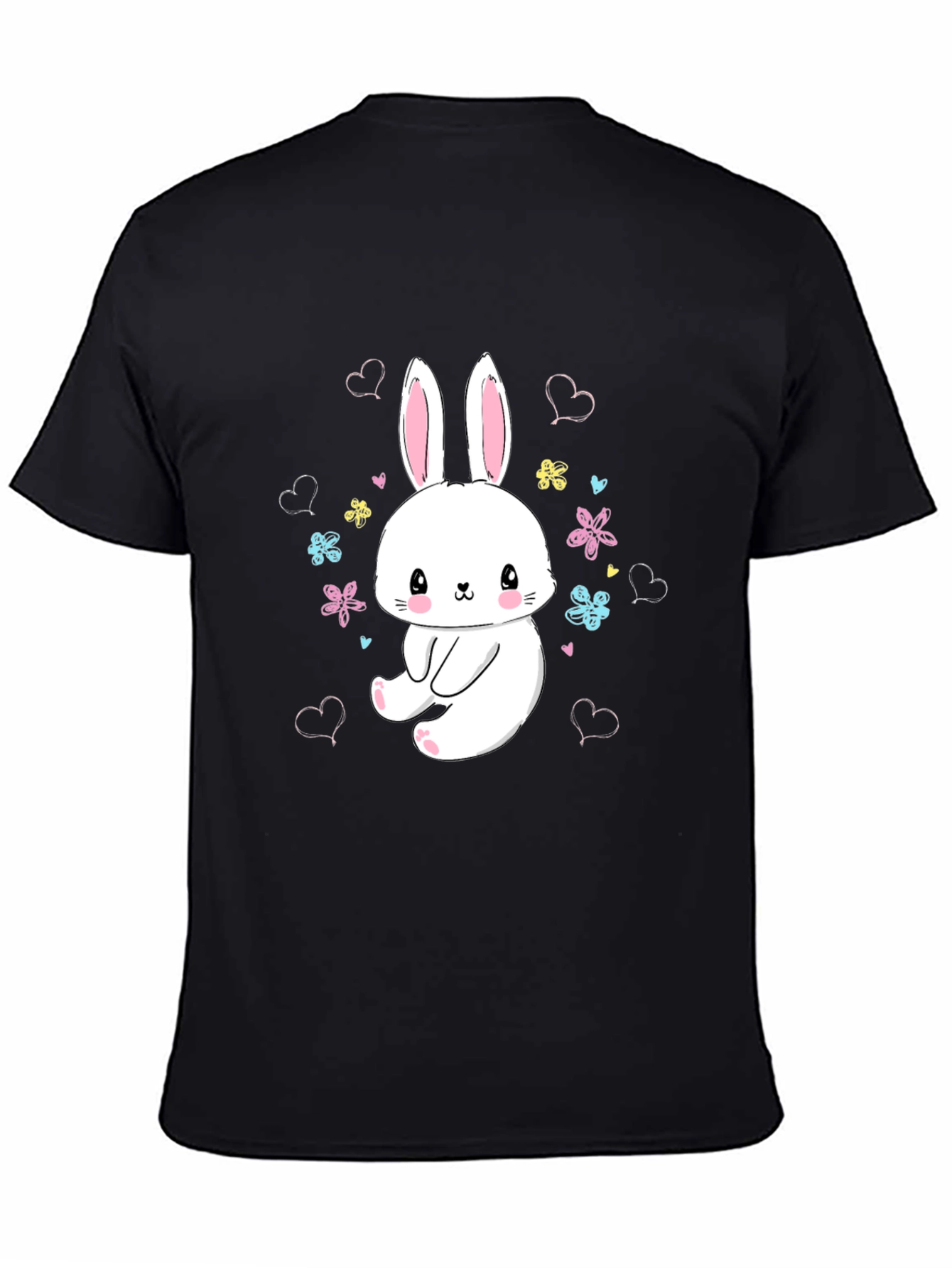 Cute Bunny Graphic Tee - Black T-Shirt
