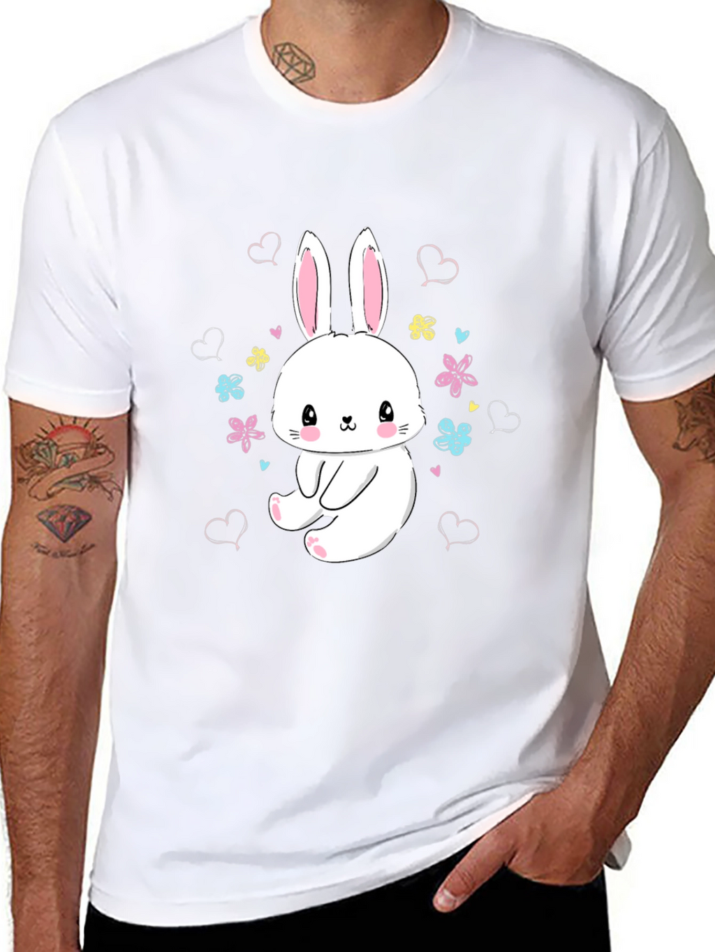 Cute Bunny Graphic Tee - Black T-Shirt