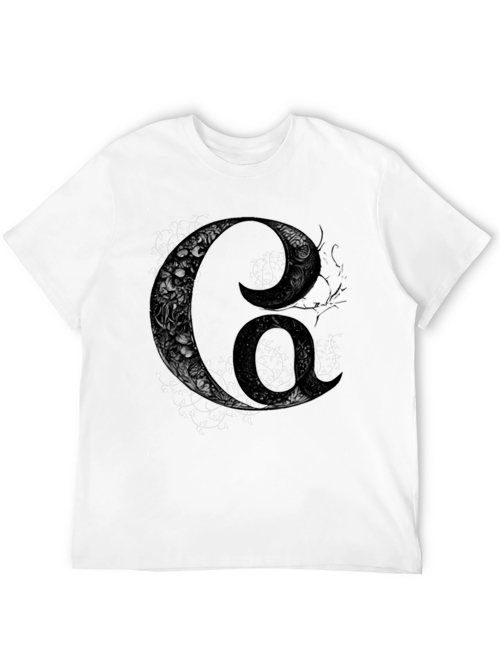 Floral Letter G Mens Black Graphic Tee