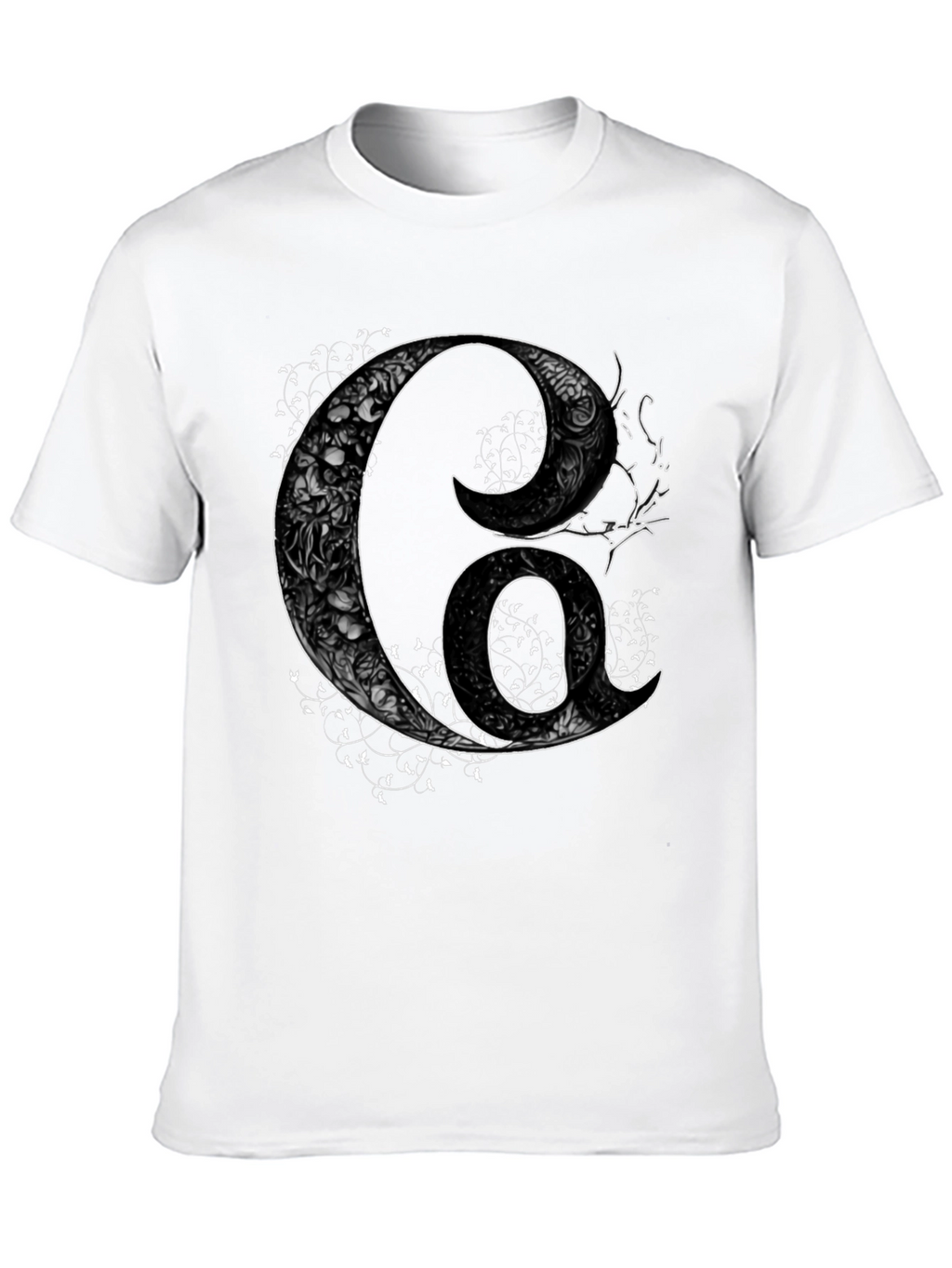 Floral Letter G Mens Black Graphic Tee