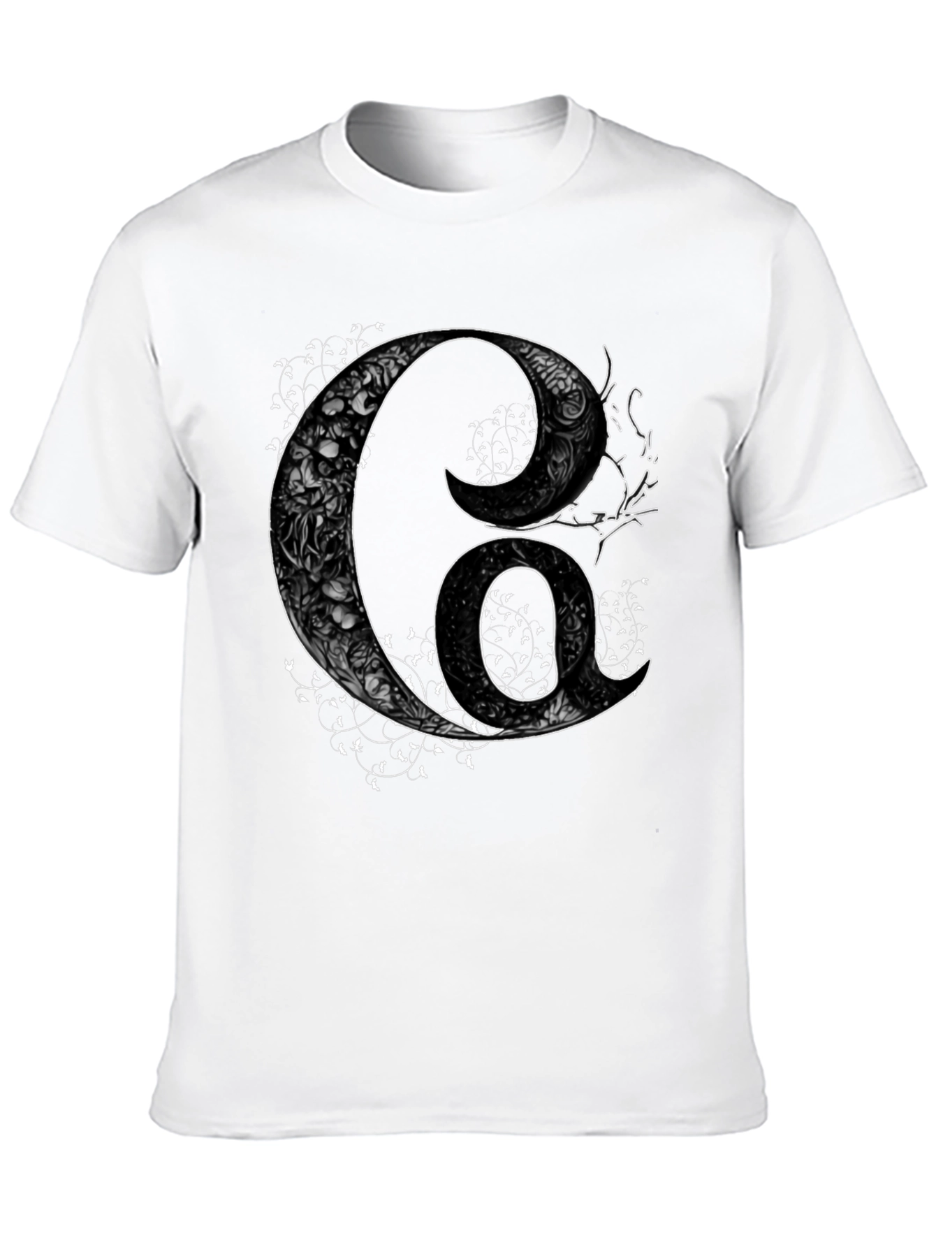 Floral Letter G Mens Black Graphic Tee