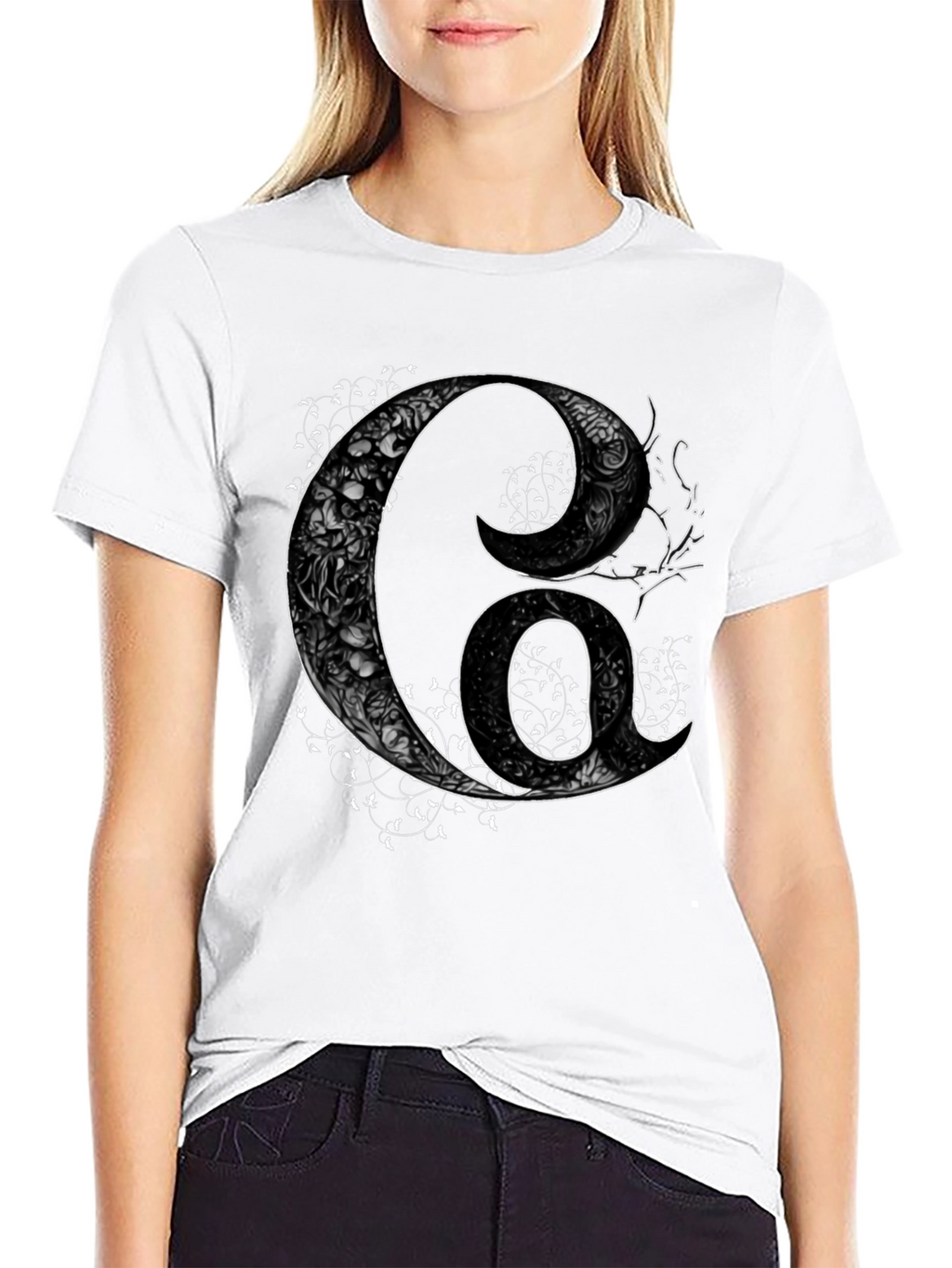 Floral Letter G Mens Black Graphic Tee