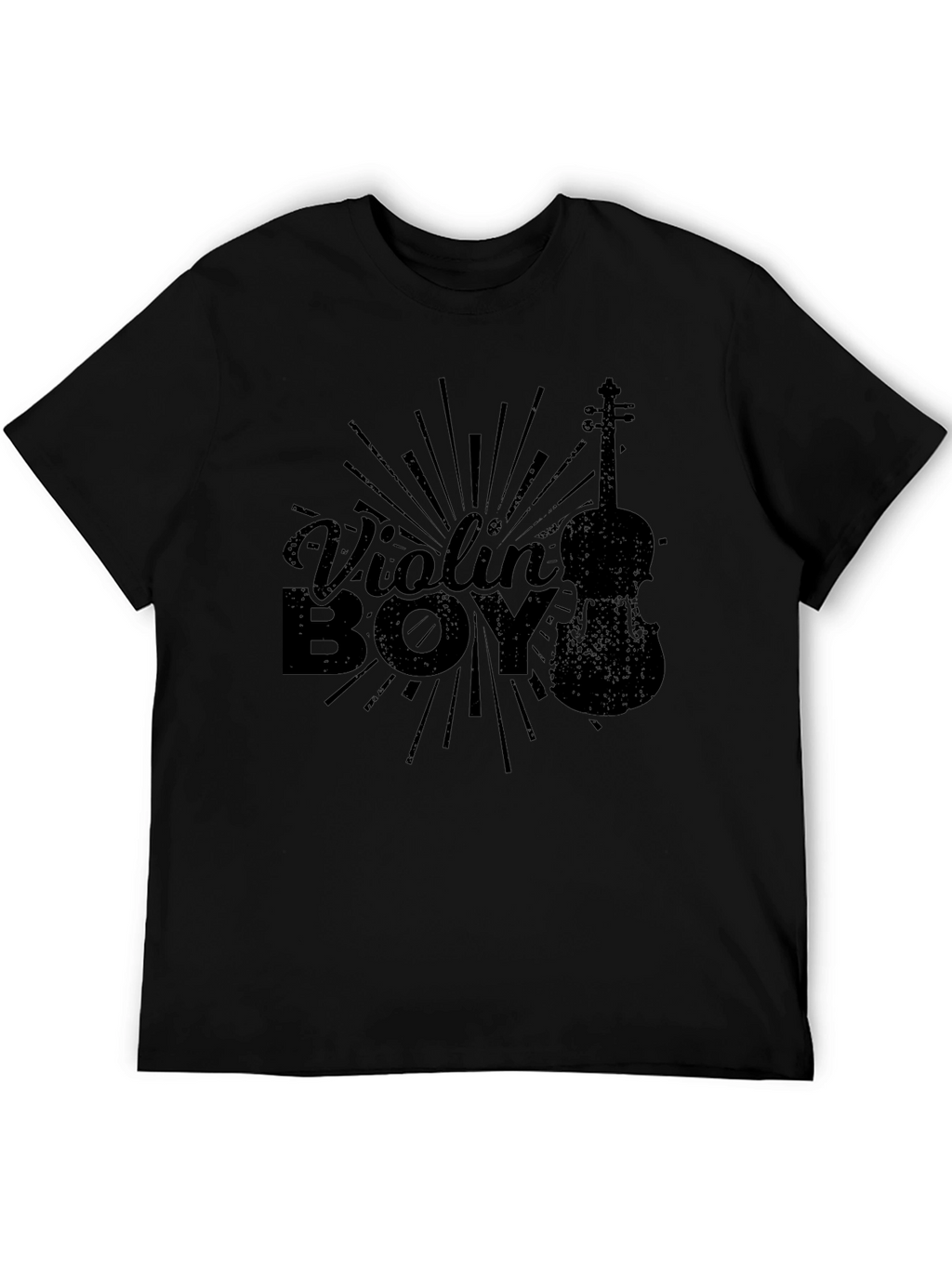 Violin Boy Graphic Black T-Shirt
