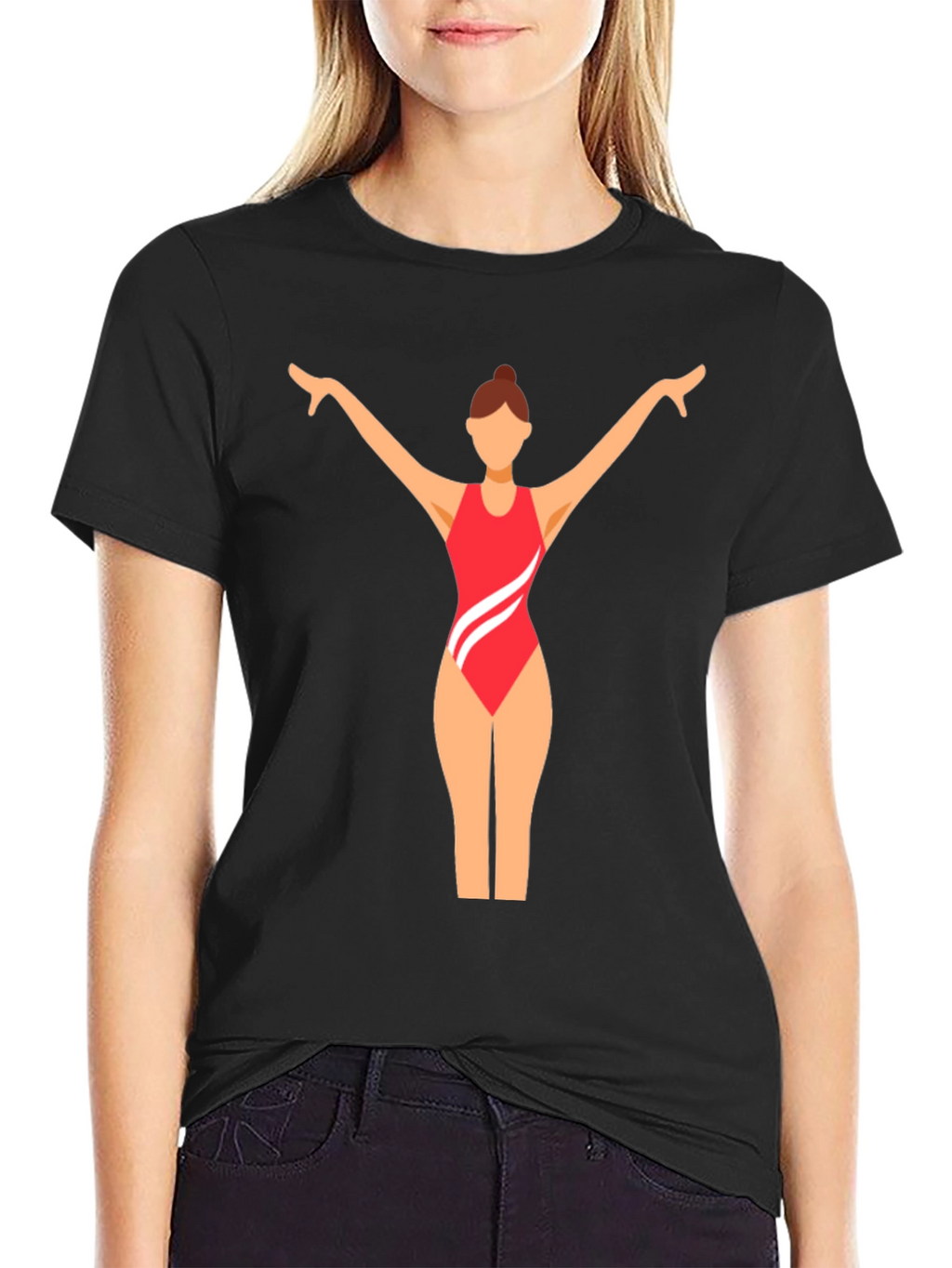 Black T-Shirt with Swimmer Graphic
