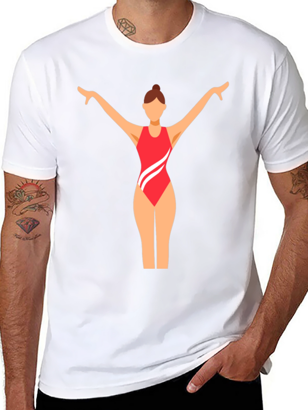 Black T-Shirt with Swimmer Graphic