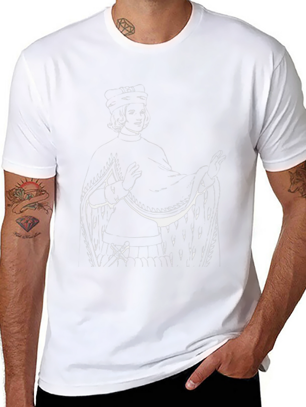 Stylized Portrait Graphic Black T-Shirt