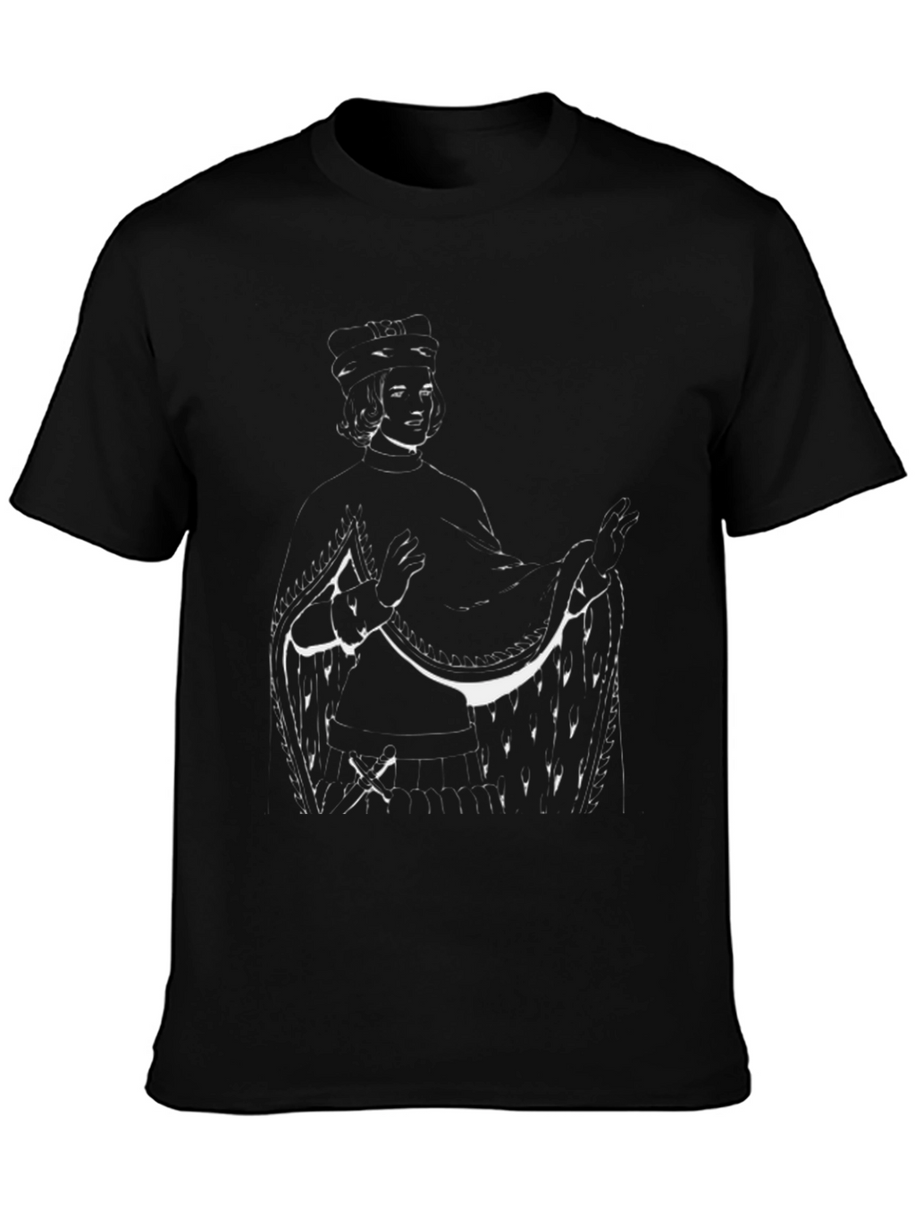 Stylized Portrait Graphic Black T-Shirt