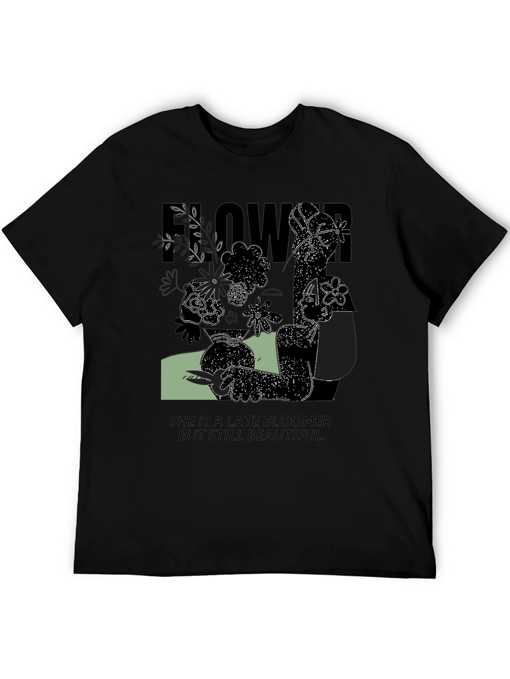 Late Bloomer Graphic Tee - Unisex Black Cotton Shirt